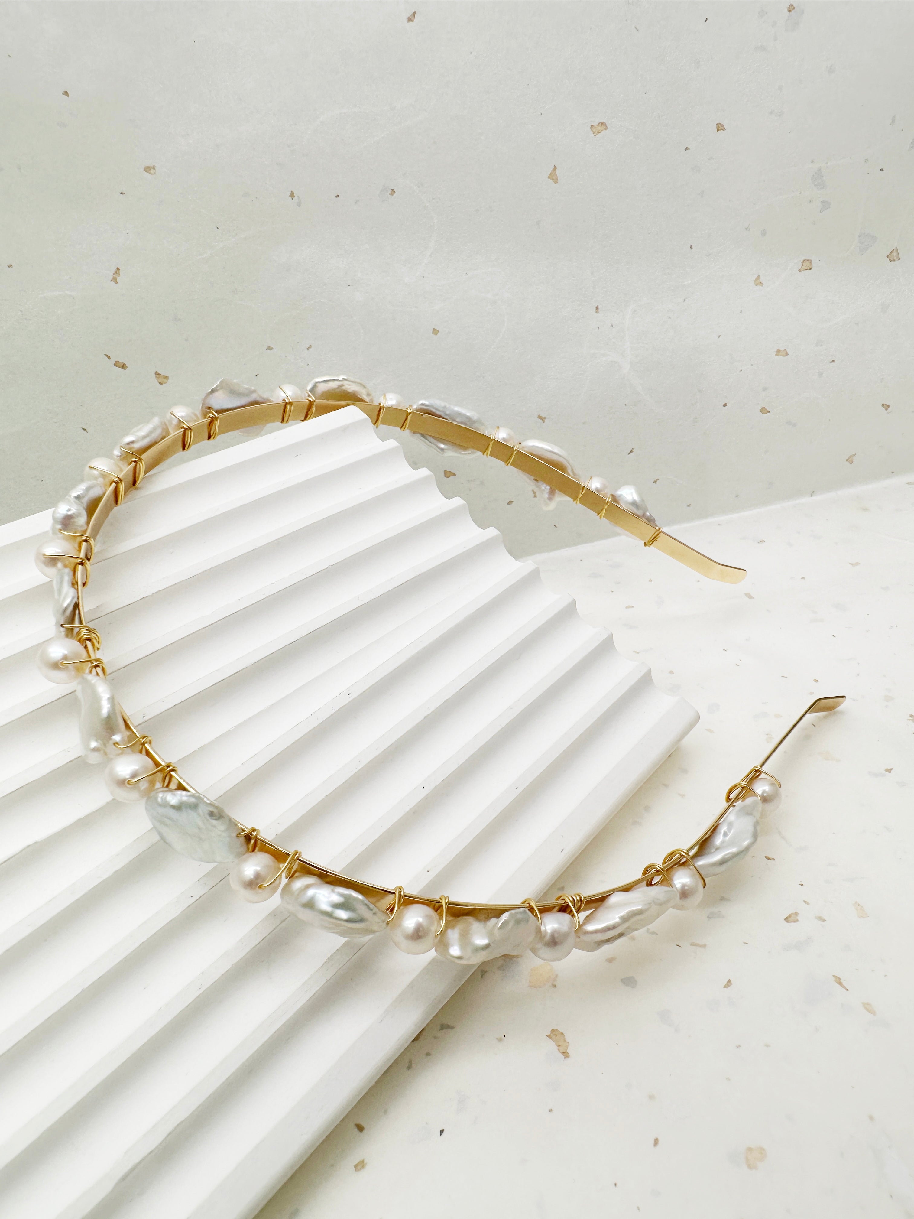 Handmade Irregular Freshwater Pearl Hair Band LH002 - Elegant Boho Hair Accessory for Weddings, Parties & Everyday Wear