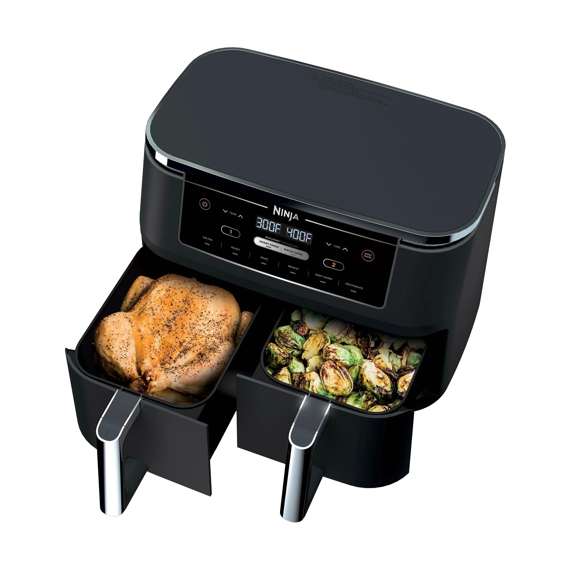 Ninja R-AD300CO Foodi 6-in-1 10-Quart XL 2-Basket Air Fryer with DualZone Technology - Black (Certified Refurbished) | Perfect for Family Dinners, Party Snacks & Healthy Cooking
