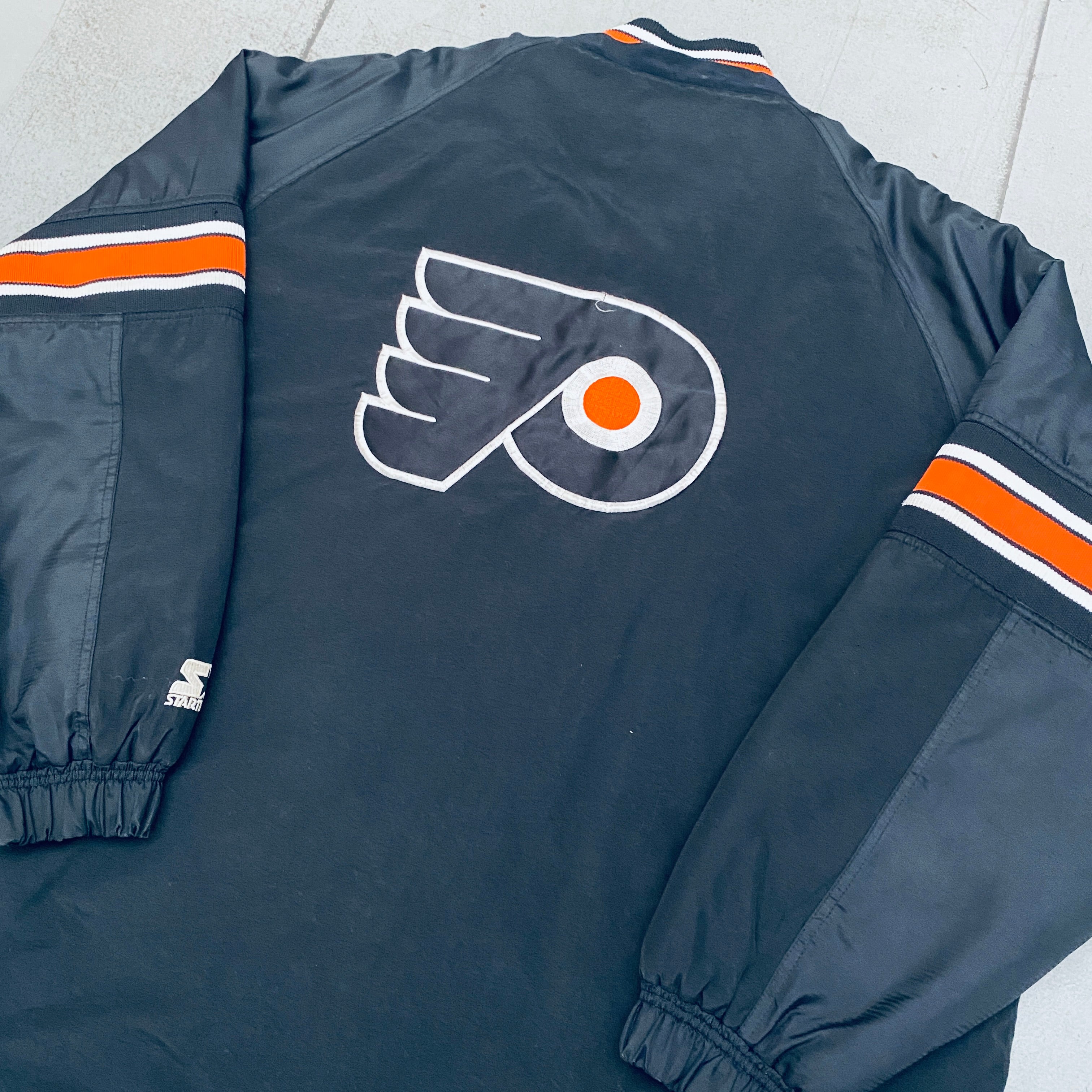 Philadelphia Flyers 1990s Blackout 1/4 Zip Starter Breakaway Jacket XXXL - Vintage NHL Hockey Pullover for Men, Warm Fleece Lined Quarter-Zip Jacket for Game Day & Casual Wear