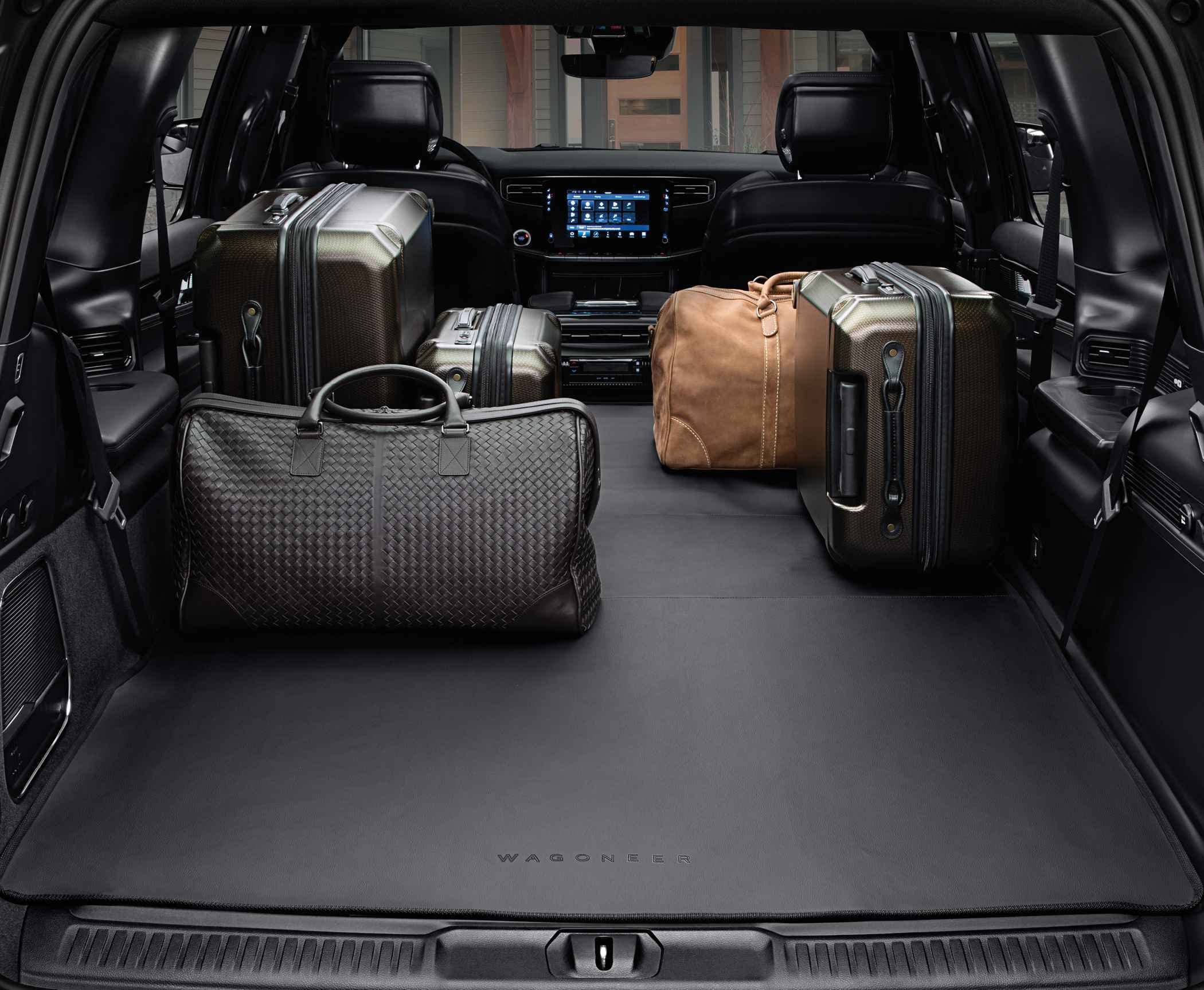 Premium Mopar Wagoneer Vinyl Cargo Liner with Logo 82216044AA - Durable Trunk Mat for SUVs, Protects Against Spills and Scratches - Perfect for Road Trips, Camping, and Family Adventures