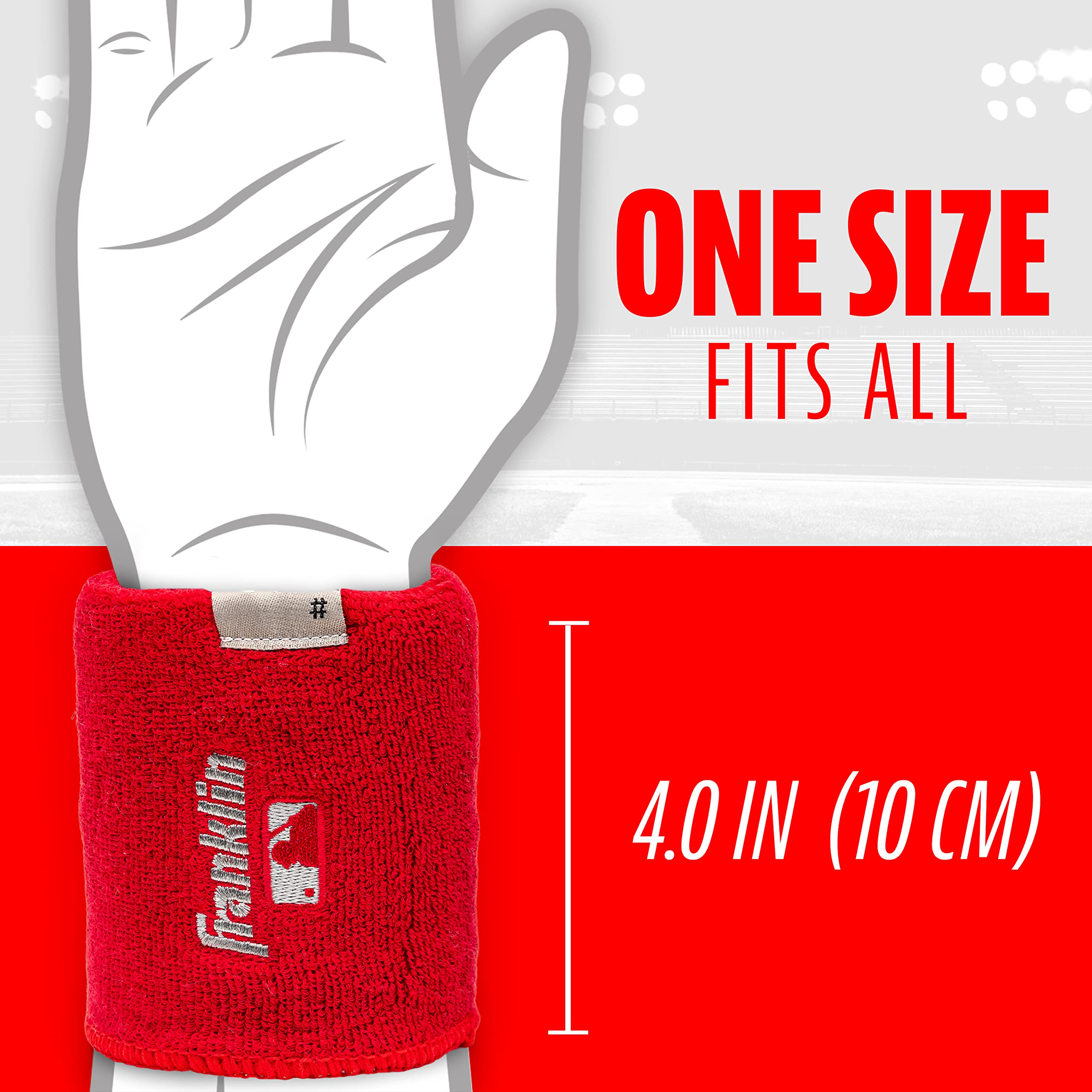 Franklin Sports MLB Baseball Wristbands - Official Licensed Team Logo Wristbands for Baseball Players & Fans - Perfect for Training, Games & Sports Events