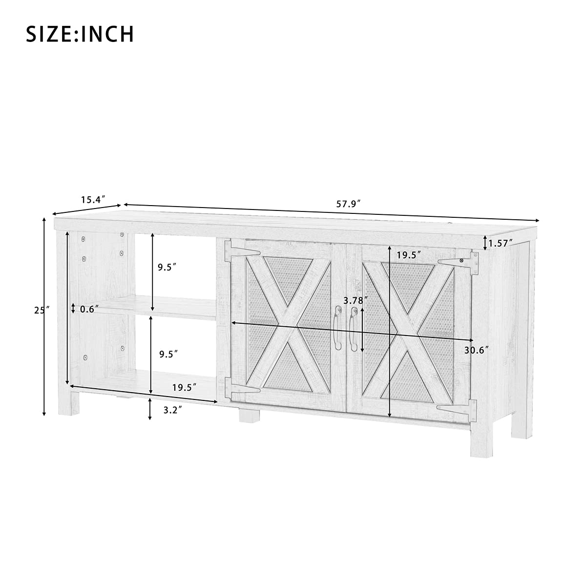 Dark Brown TV Stand with Barn Door - 2 Open Compartments & Cable Management for TVs Up to 57 Inches - Perfect for Living Room, Bedroom & Home Theater Setup