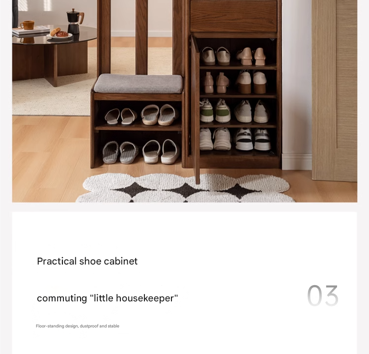 Solid Oak Wood Porch Shoe Storage Cabinet - Rustic Entryway Organizer with Integrated Shelves for Shoes, Hats & Outdoor Essentials | Perfect for Entryway, Mudroom, or Patio Storage