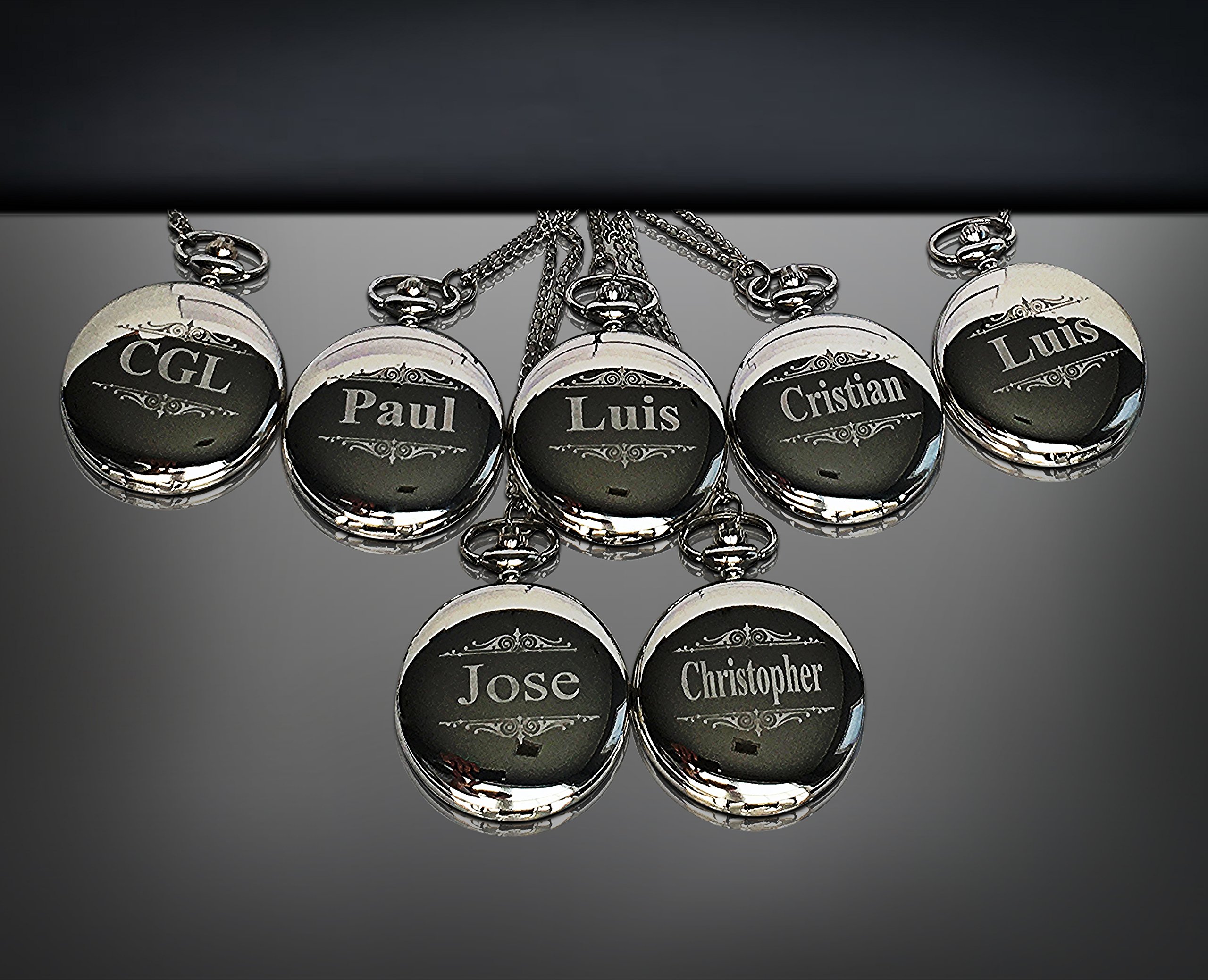 Personalized Engraved Pocket Watches for Men - Set of 10 Unique Groomsmen Wedding Gifts with Chain, Gift Box & Custom Engraving - 4 Elegant Colors - Perfect for Weddings, Anniversaries & Special Occasions