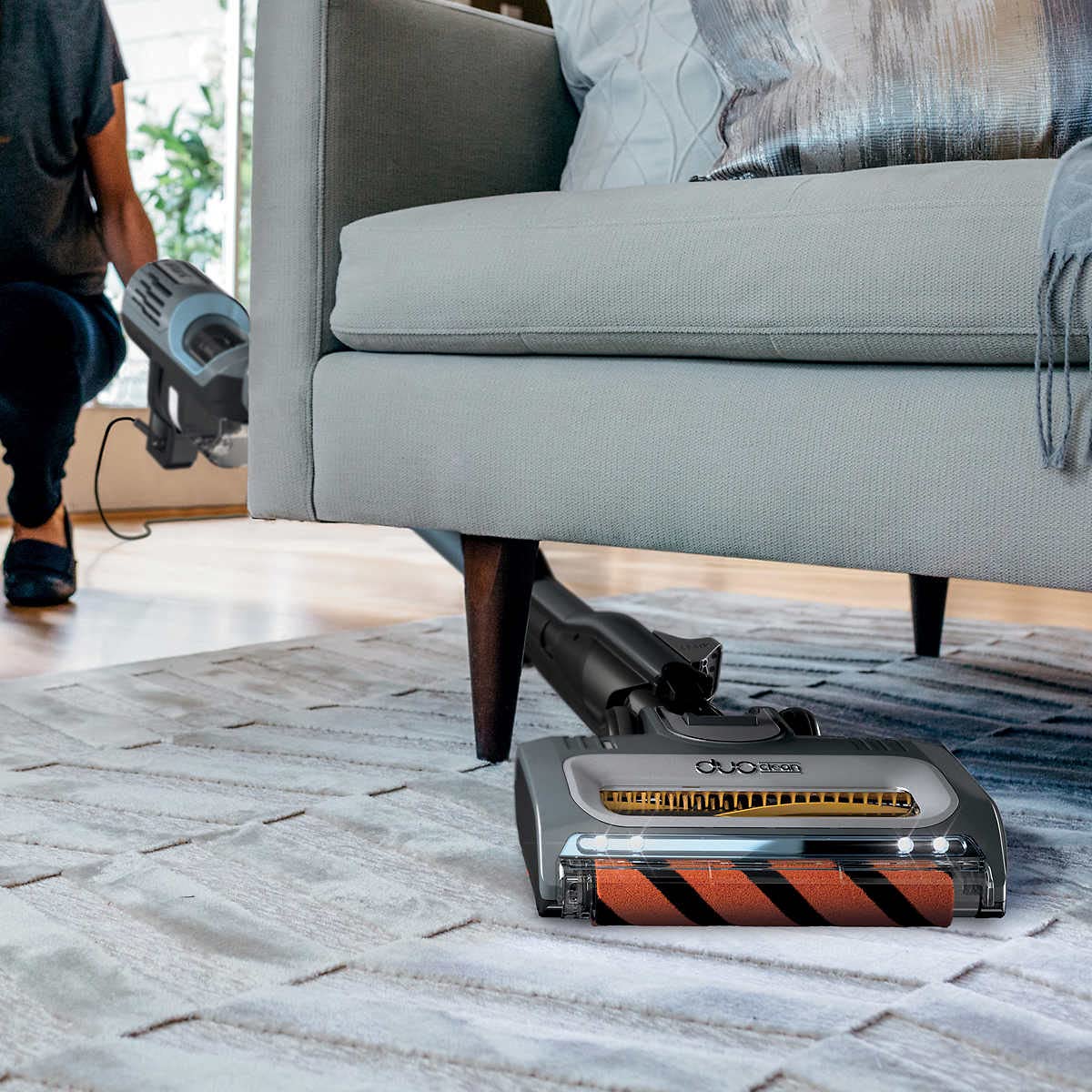 Shark UV580 Corded Stick Vacuum Cleaner - Ultra Lightweight, DuoClean Technology, Self-Cleaning Brushroll, Removable Handheld - Blue (Renewed) - Perfect for Hardwood Floors, Carpets & Pet Hair Removal