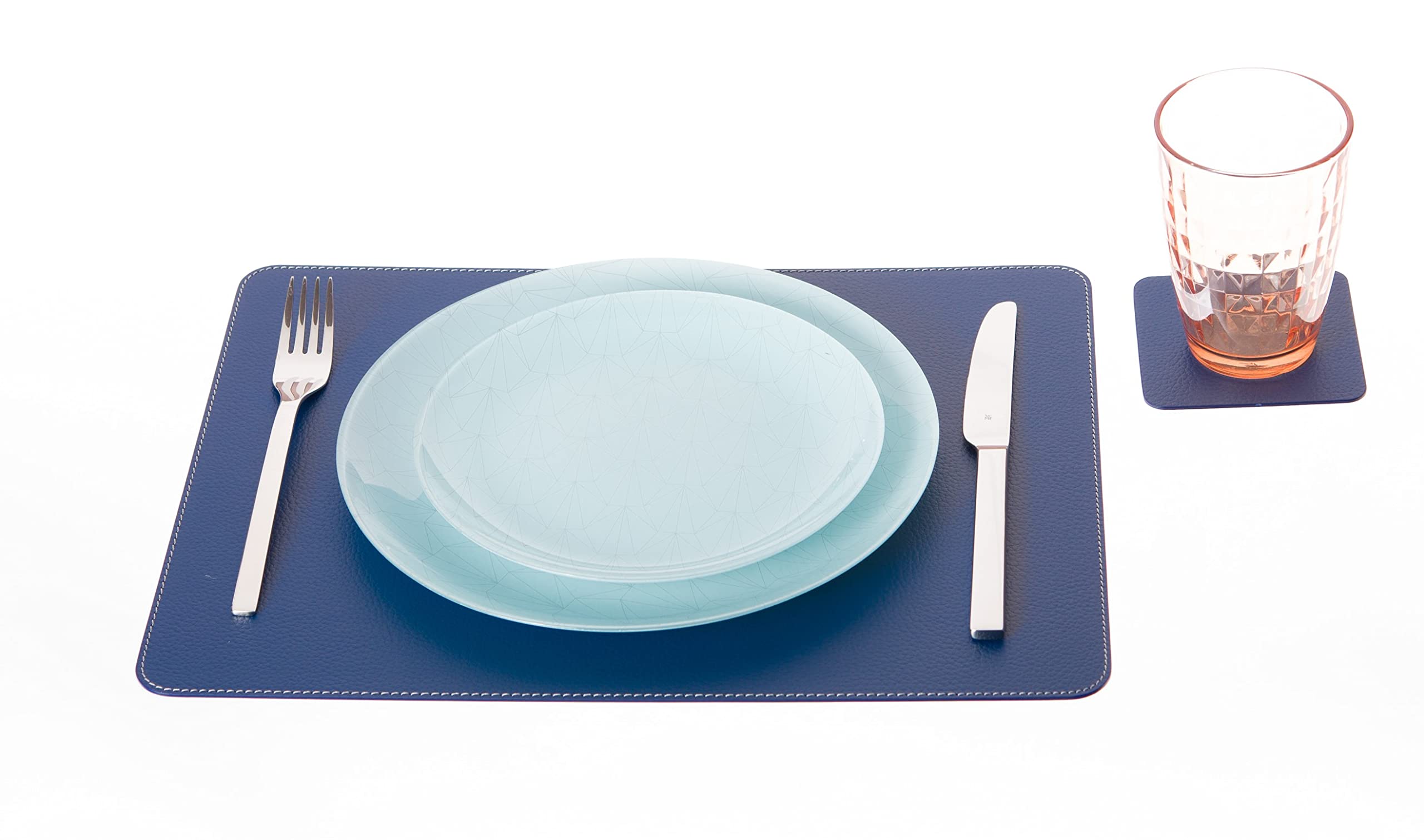 Eco-Friendly Recycled Leather Placemats and Coasters Set - 4 Table Mats (18