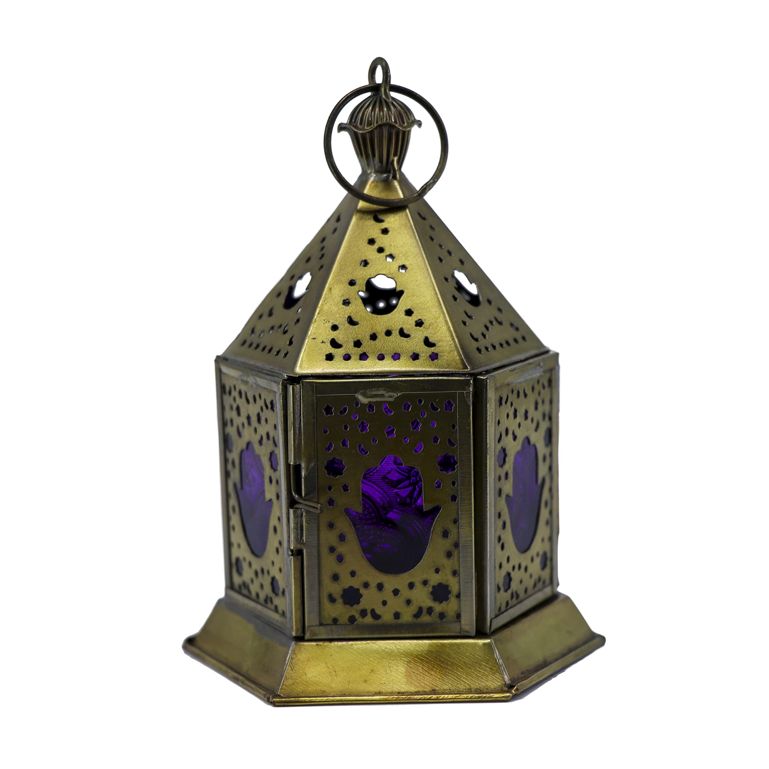Vintage Gold Iron Candle Holder Lantern - 6 Inch Rustic Home Decor for Wedding, Table Centerpiece, Fireplace Mantel, and Outdoor Garden Party Lighting