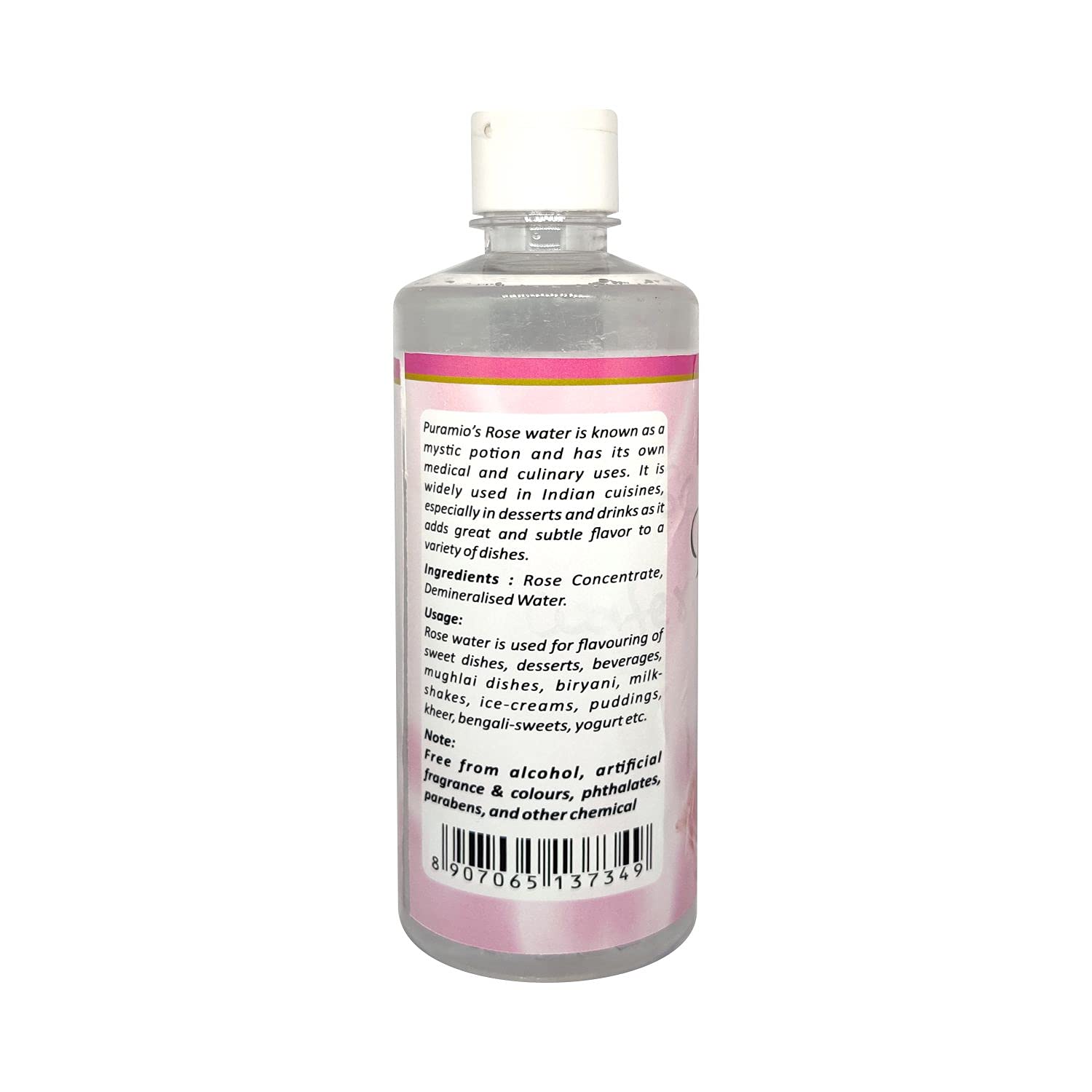 PURAMIO Pure Rose Water for Cooking, Baking & Skincare - 500ml (Pack of 2) - Natural Floral Hydrosol for Face Toner, Middle Eastern Recipes & Aromatherapy