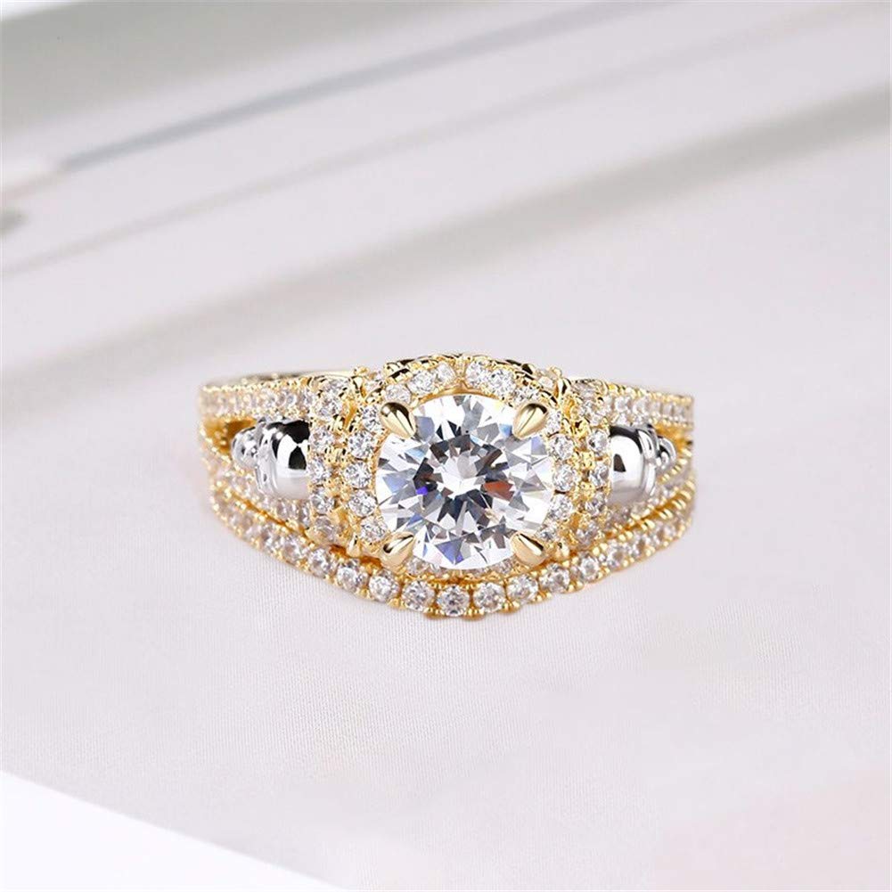Jeulia 2.5ct Women's 14k Gold Plated Skull Ring Set - 925 Sterling Silver Round Cut Wedding Band, Eternity Ring, Anniversary & Engagement Promise Rings for Her with Jewelry Gift Box - Perfect for Gothic Weddings, Halloween Costumes & Unique Gift Giving