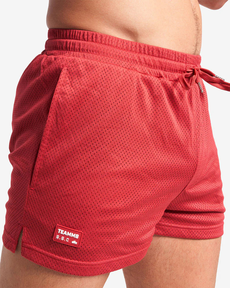 Teamm8 S.S.C 3 Mesh Shorts - Maroon Red - Breathable Athletic Shorts for Running, Gym & Casual Wear