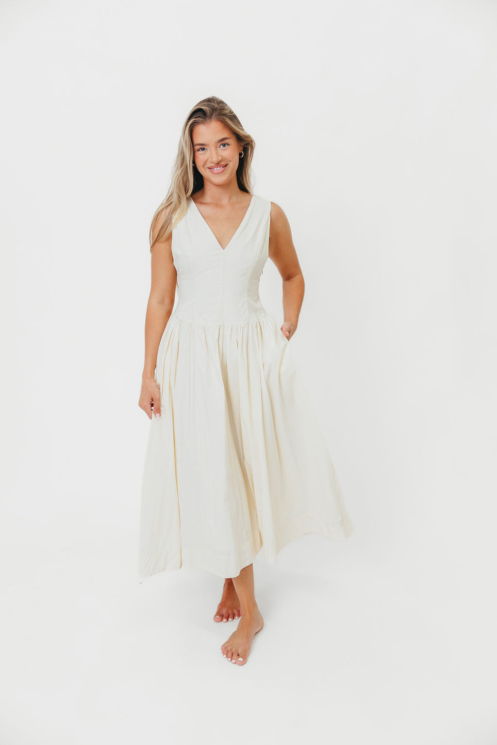 Cece 100% Cotton Off White Maxi Dress with Bow Detail - Elegant Summer Beach Dress for Women, Perfect for Vacations, Weddings & Outdoor Parties