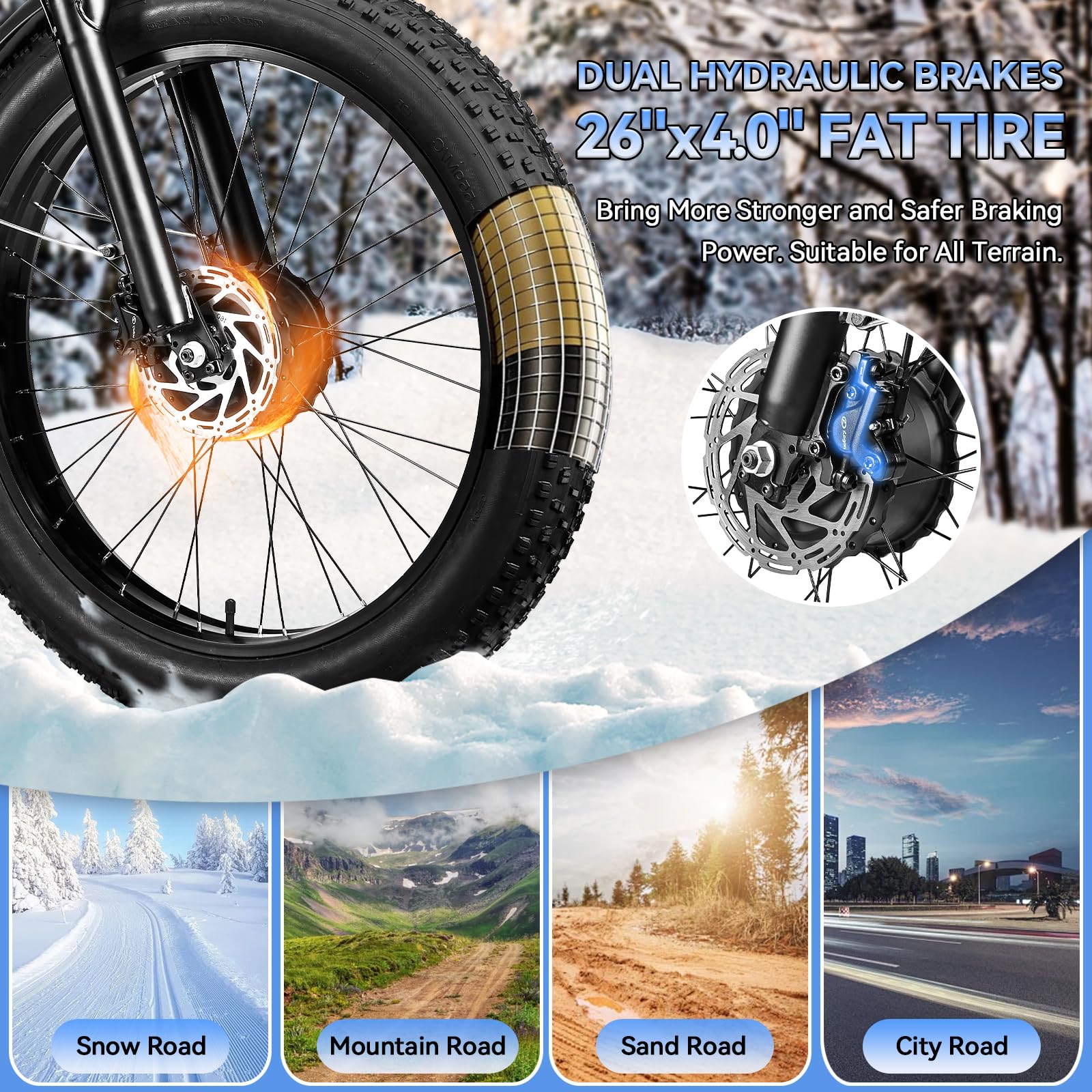 3000W Dual Motor Electric Bike for Adults - 52V 23AH Battery, 37MPH Speed & 87 Miles Range - Full Suspension & Hydraulic Disc Brakes - 26x4