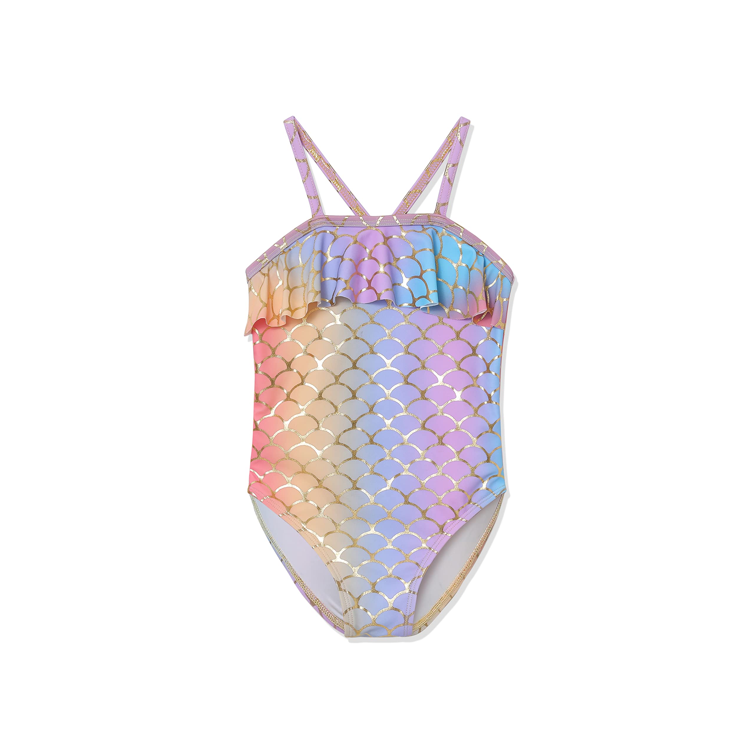 Phineein Girls One-Piece Swimwear - Tropical Fruit Heart Print Ruffled Bathing Suit for Kids | Beach, Pool & Summer Vacation Outfit