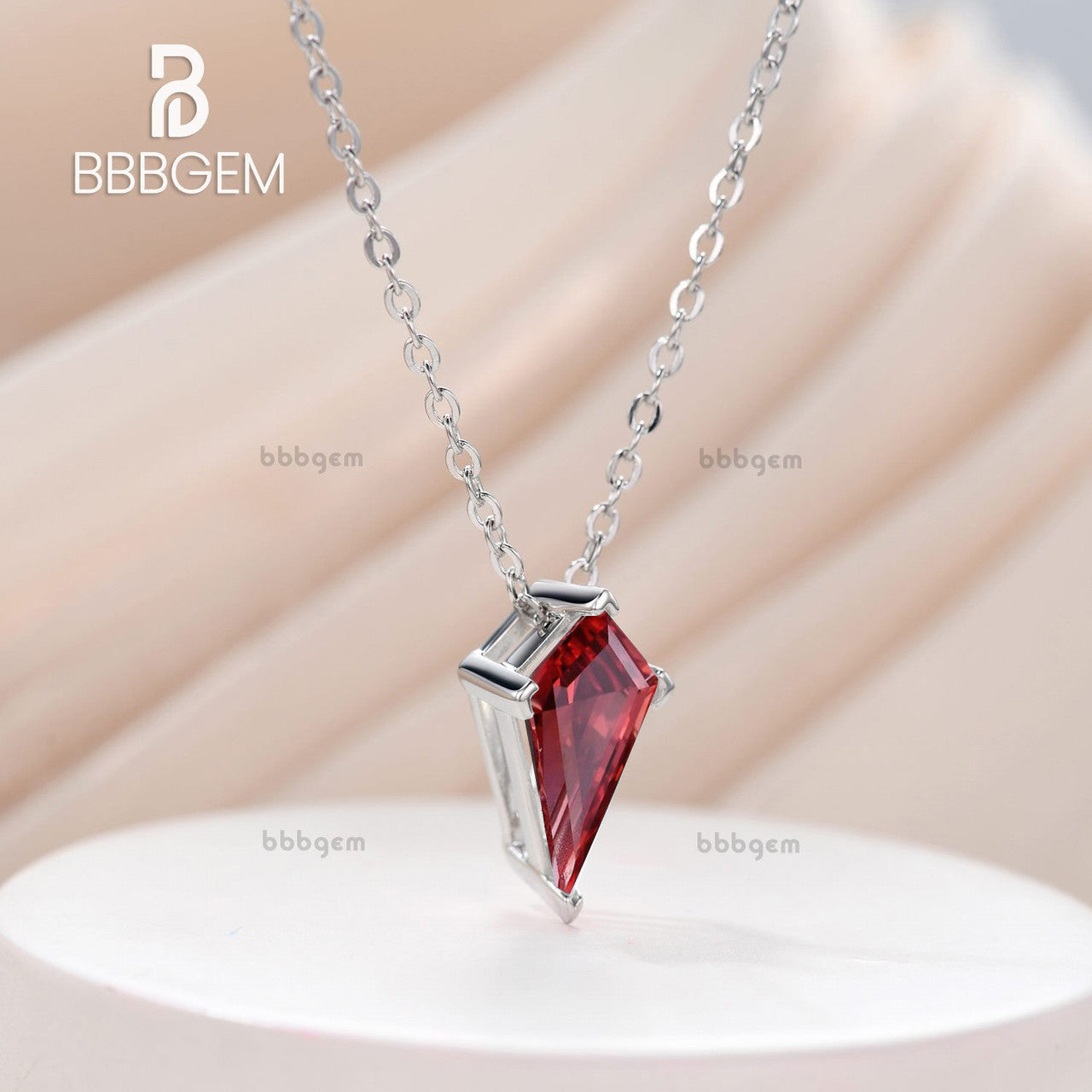 7x13mm Kite Shape Pink Padparadscha Sapphire Solitaire Pendant Necklace - Elegant Jewelry for Women, Gift for Anniversary, Valentine's Day & Special Occasions