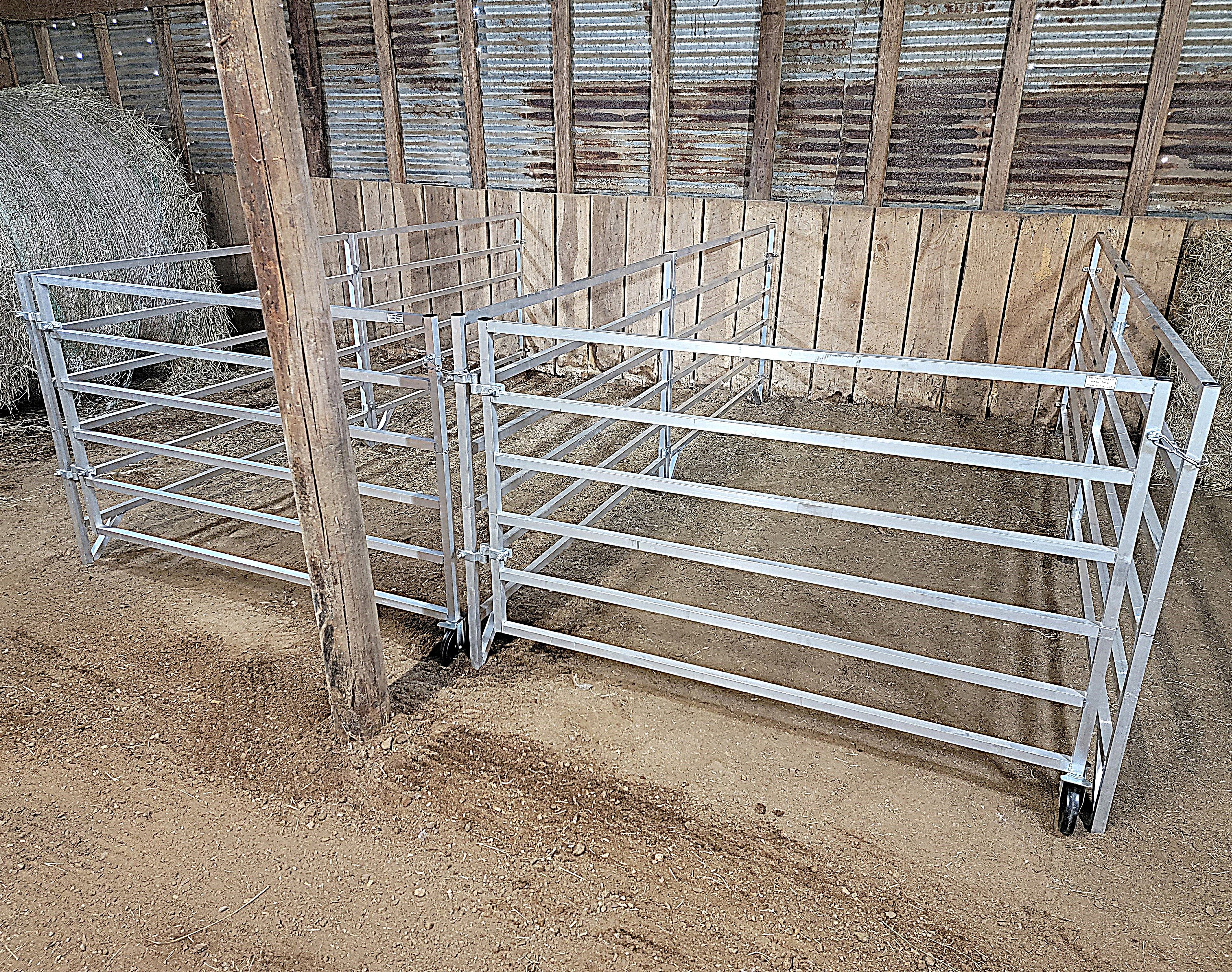 5 Ft X 10 Ft Aluminum 6-Rail Wall Mounted Horse Stall Kit (2 Panels + 1 Gate) - Perfect for Barns, Stables & Equine Facilities