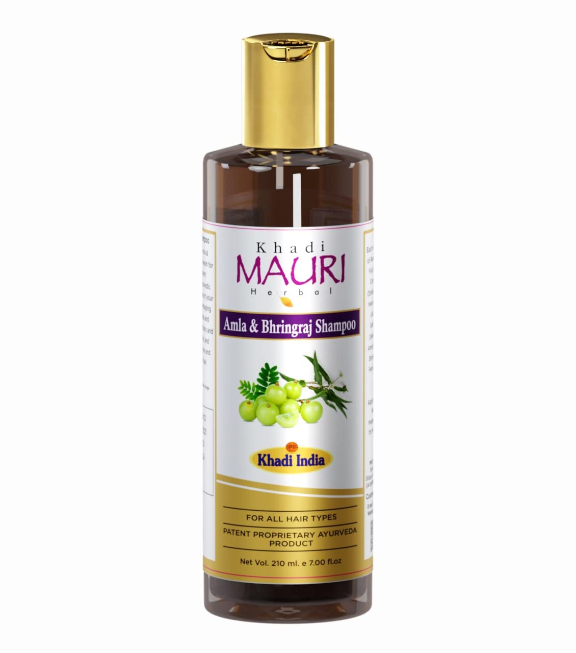 Khadi MAURI Amla Bhringraj Shampoo for Hair Growth & Scalp Care - 210ml Brown Ayurvedic Herbal Shampoo for Dry, Damaged Hair - Natural Hair Fall Control & Shine Booster - Perfect for Daily Hair Care Routine & Holistic Ayurvedic Treatment