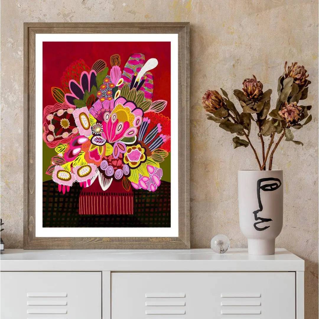 Botanica Stupenda Modern Art Print - Vibrant Botanical Wall Decor for Living Room, Bedroom & Office | Perfect Home & Office Decoration