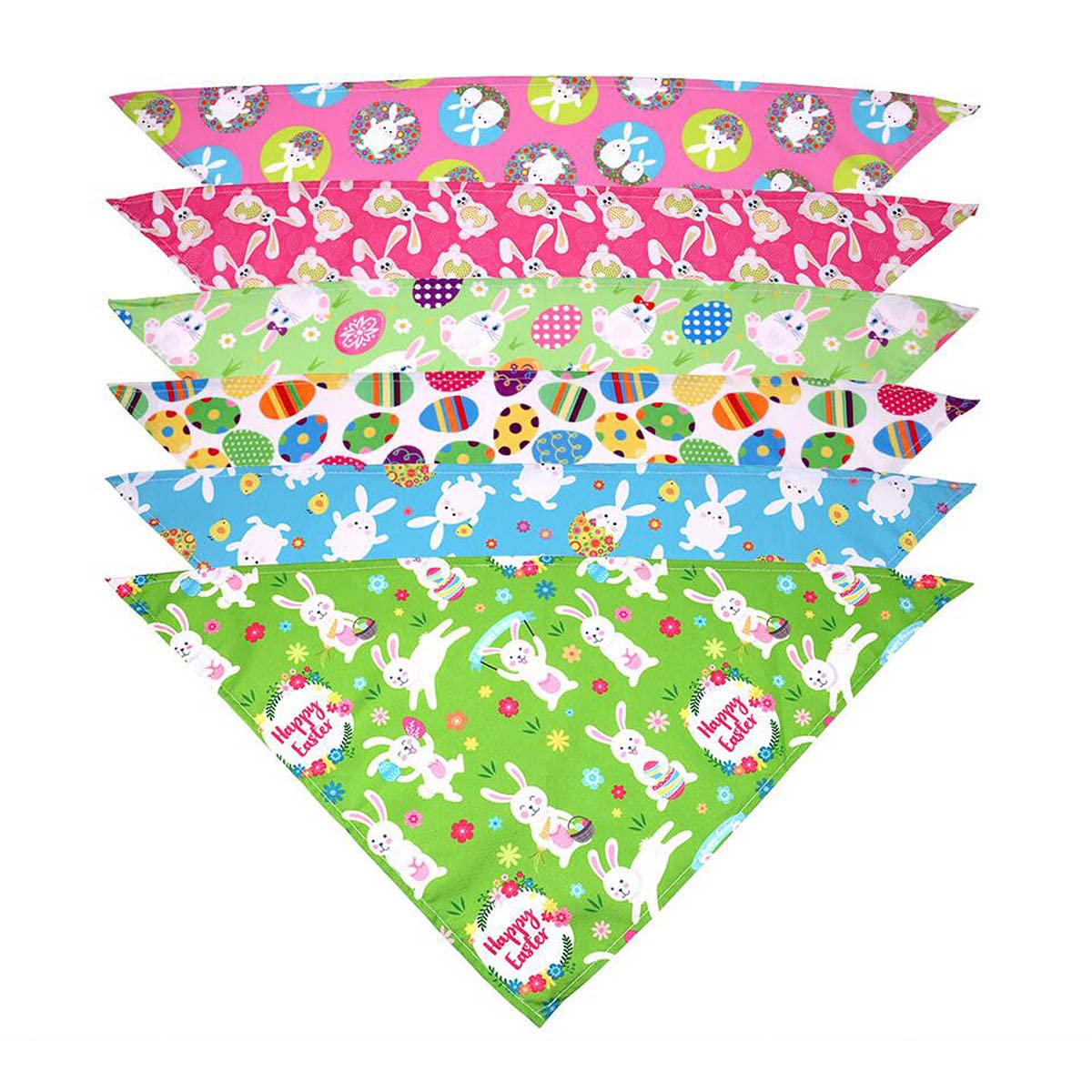 6-Piece Easter Dog Bandanas Set - Colorful Rabbit & Easter Egg Pattern Washable Adjustable Dog Scarves for Medium & Large Dogs - Perfect for Easter Pet Photos, Parties & Gifting (Random Colors)