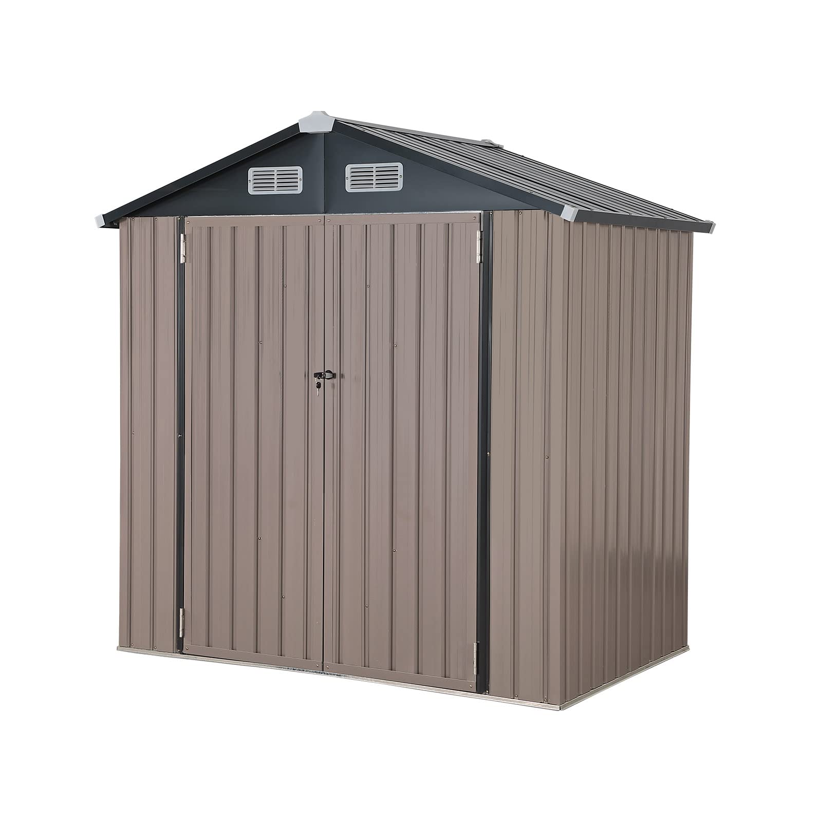 Verano Garden 6x4 FT Outdoor Storage Shed - Galvanized Metal Steel Garden Shed with Double Doors & Lock - Perfect for Bike Storage, Backyard, Patio, Lawn (72.05