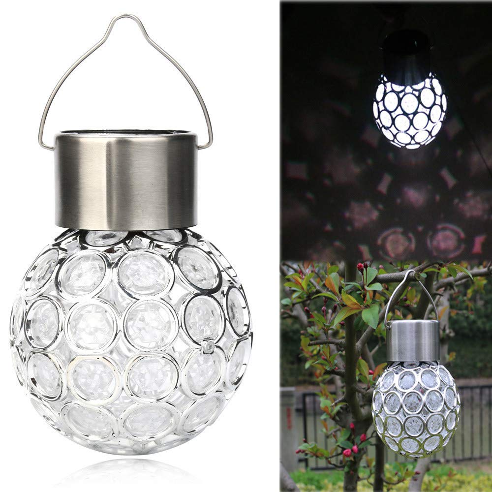 Waterproof Solar Powered Rotatable LED Round Ball Lights for Outdoor Garden, Camping, Patio, and Backyard Decor - Perfect for Hanging, Pathway, and Landscape Lighting