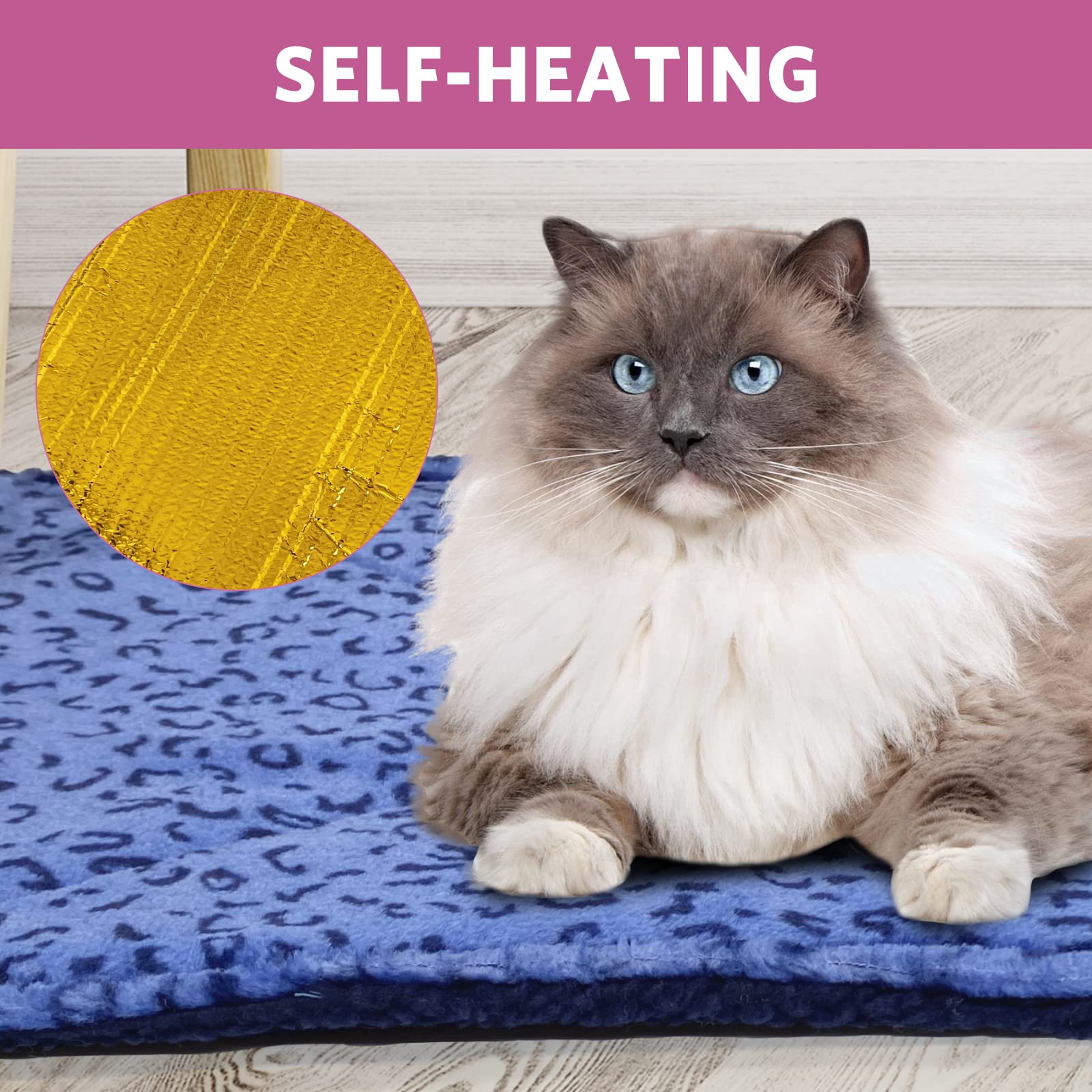 MARUNDA Self-Warming Cat Bed - Super Soft Dog Bed & Crate Blanket with Thermal Heating Pad | Cozy Pet Mat for Winter, Indoor Use & Cold Weather Comfort
