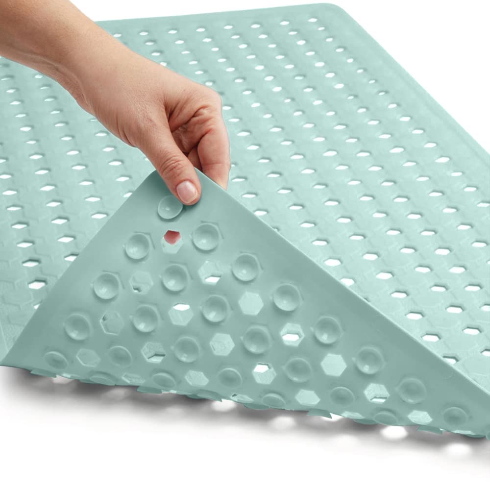 GORILLA GRIP Non-Slip Bath Tub Shower Mat - Machine Washable Bathtub Floor Liner with Strong Suction Cups & Drain Holes - 35x16 Inch Mint Opaque Bathroom Safety Mat for Adults & Kids - Perfect for Showers, Bathtubs, and Wet Floors