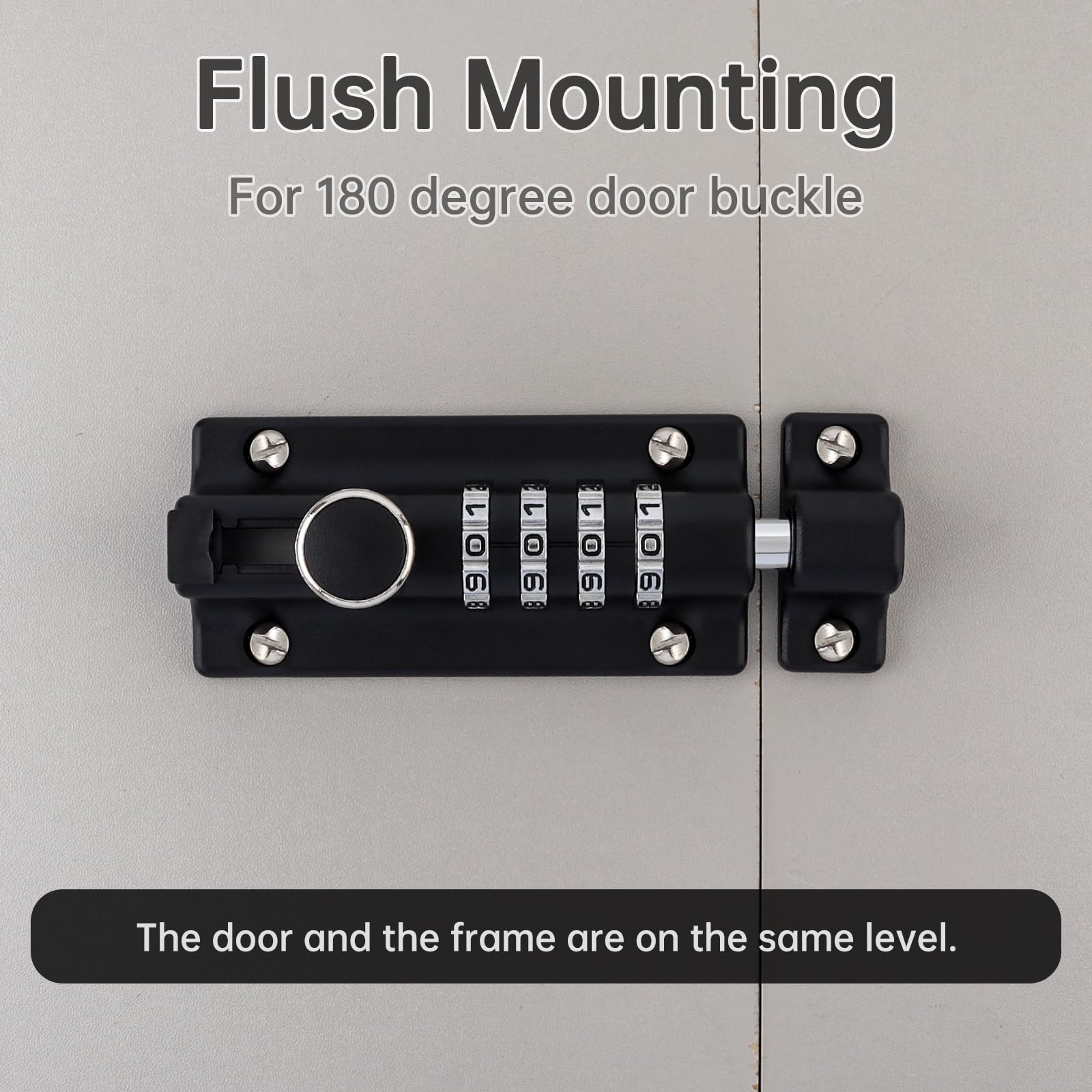 4 Digit Combination Slide Bolt Lock - Heavy Duty Zinc Alloy Security Latch for Shed, Gate & Fence Doors | Keyless Entry Door Lock | Weatherproof & Rust-Resistant Black Finish | Perfect for Home Security, Storage Units & Outdoor Use
