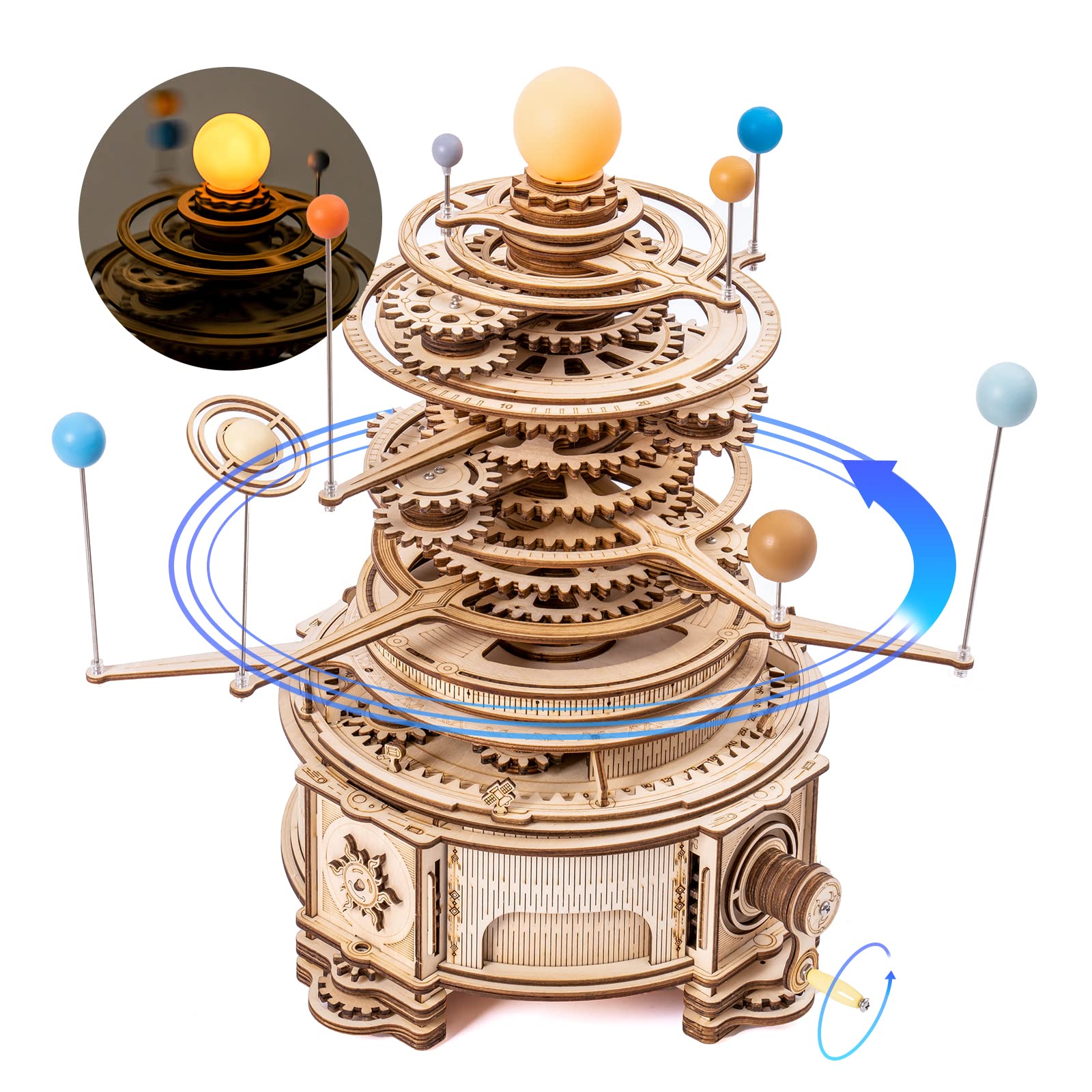 ROKR 3D Wooden Puzzle for Adults - Solar System Orrery Model Kit with 8 Moving Planets, STEM Educational Building Toy, Unique Birthday Gift for Men Women Teens | Home Office Decor & Astronomy Learning Tool