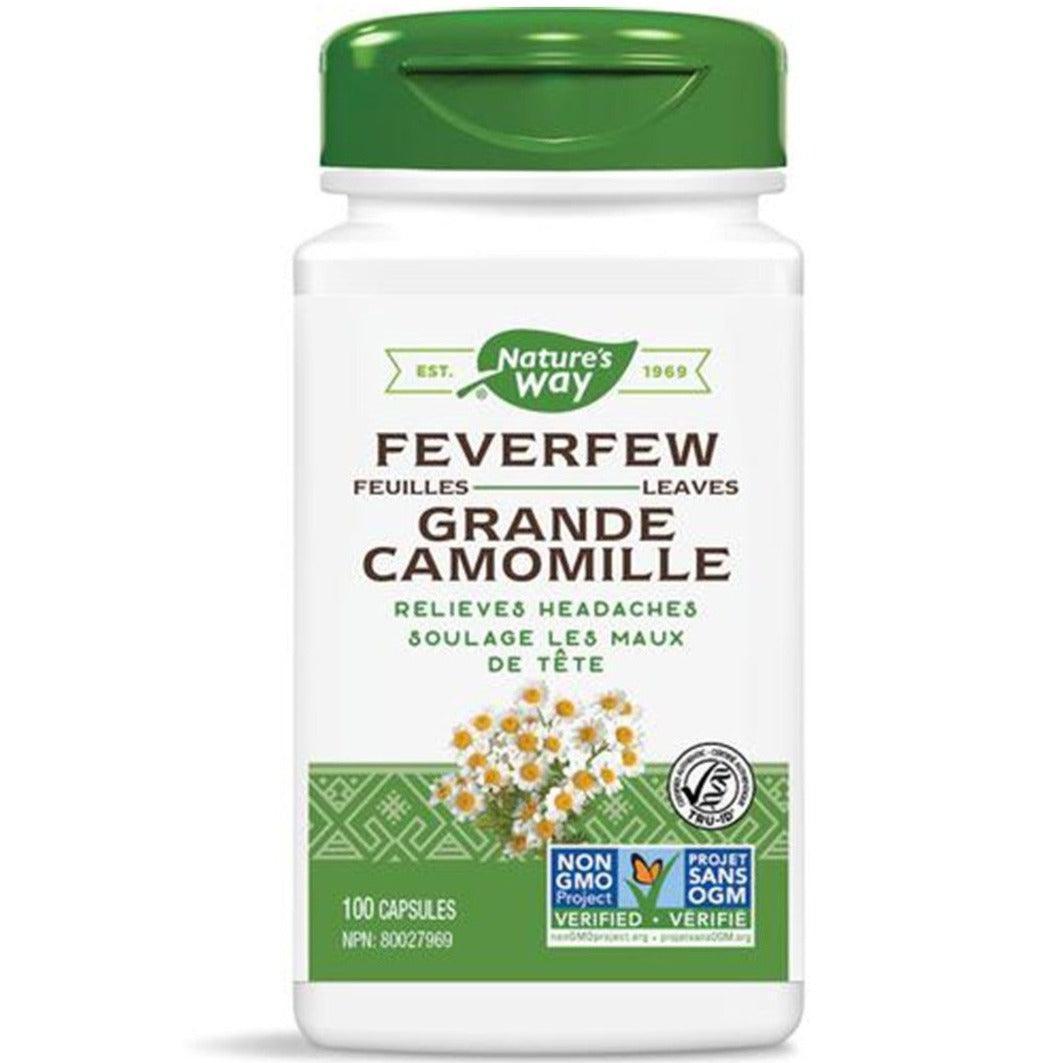 Nature's Way Feverfew Leaves 100 Capsules - Herbal Supplement for Migraine Relief & Headache Support | Natural Wellness for Stress & Tension