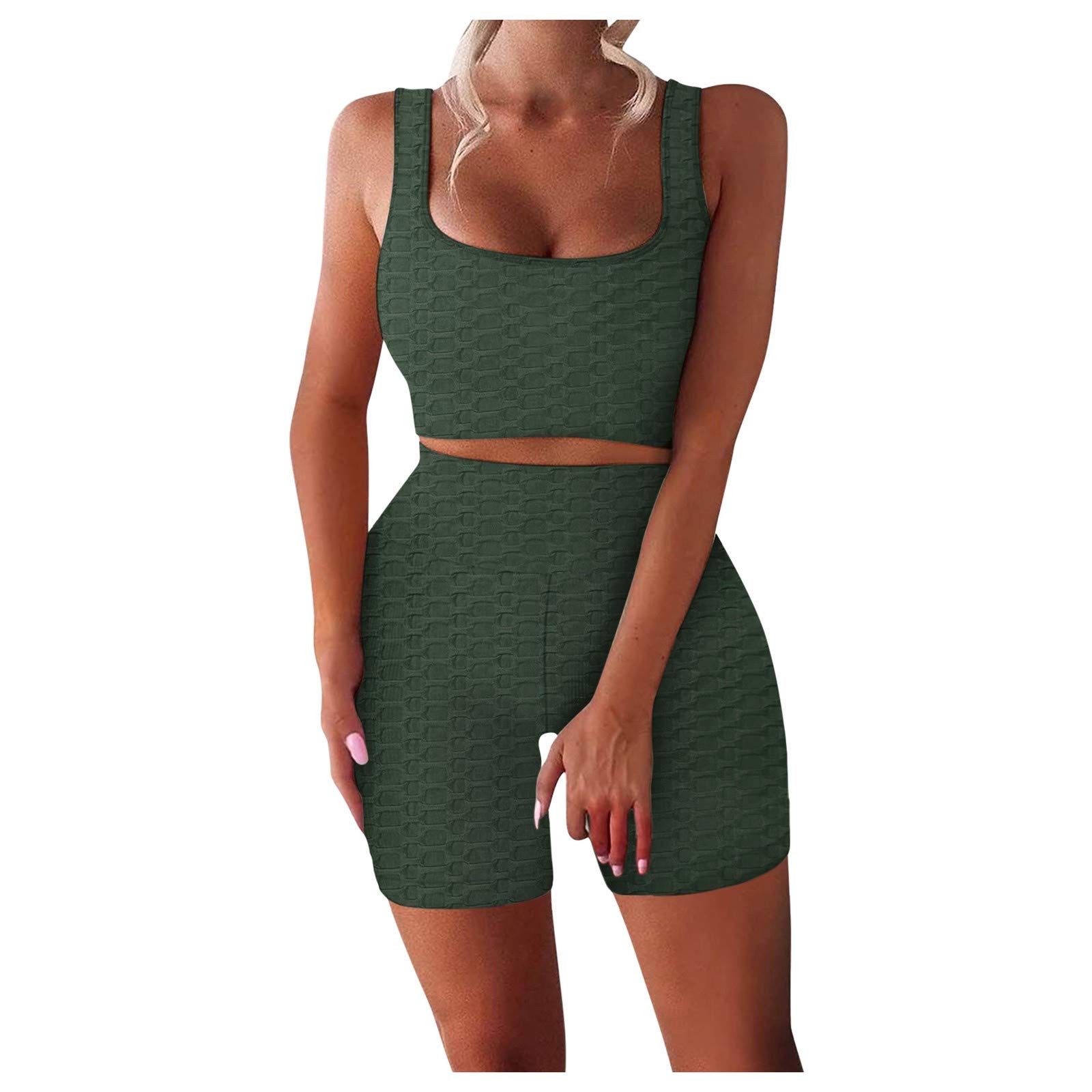 Women's High Waisted Workout Set - 2 Piece Yoga Outfit for Gym & Running
