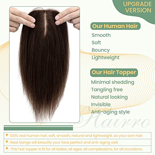 Clip in Human Hair Topper with Silk Base - Natural Looking Hairpiece for Thinning Hair - Perfect for Daily Wear, Special Occasions & Styling