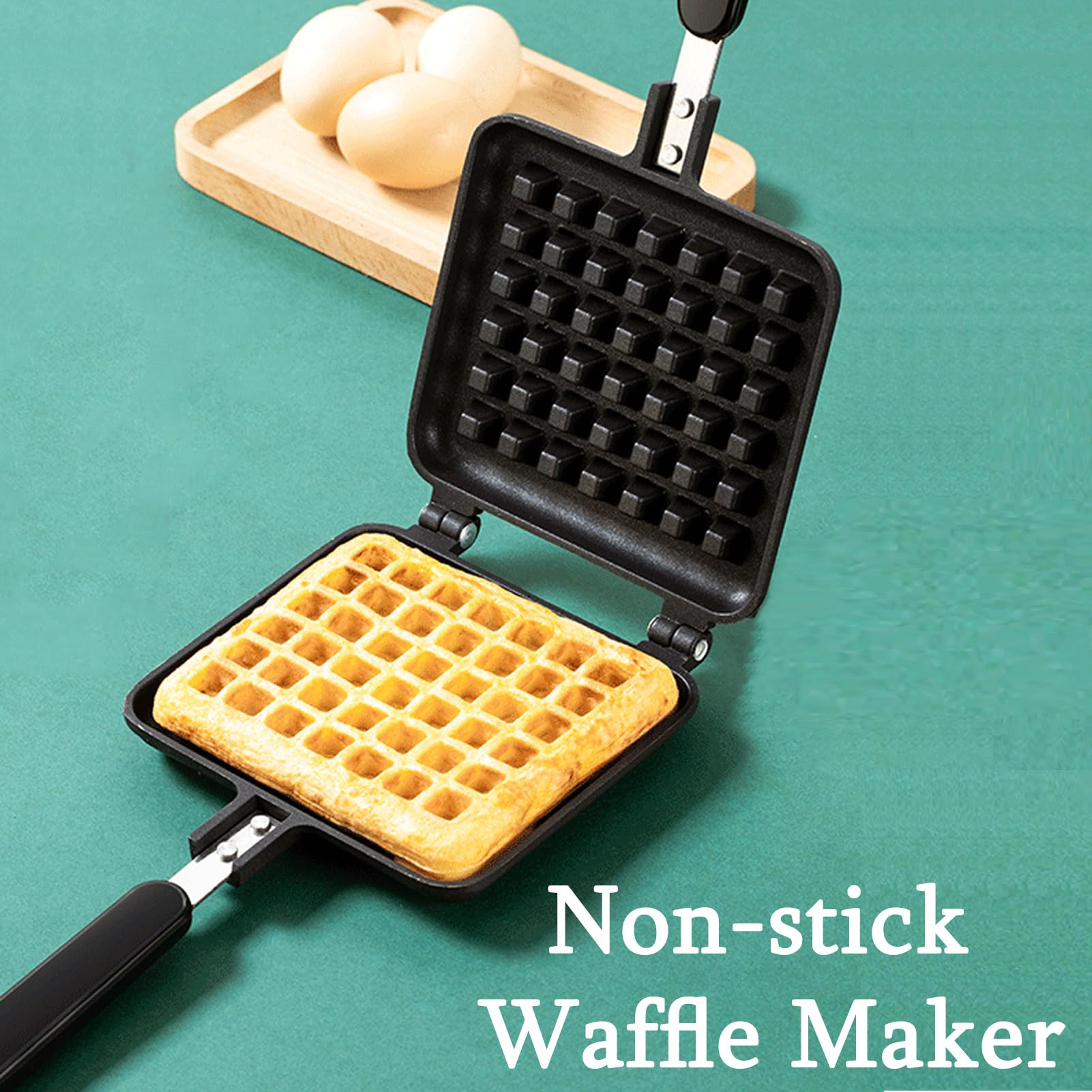 Non-Stick Stovetop Waffle Maker - Traditional Belgian Waffle Iron for Gas & Electric Stoves - Perfect for Breakfast, Brunch & Family Cooking - Ciglow Waffle Baking Pan with Removable Plates