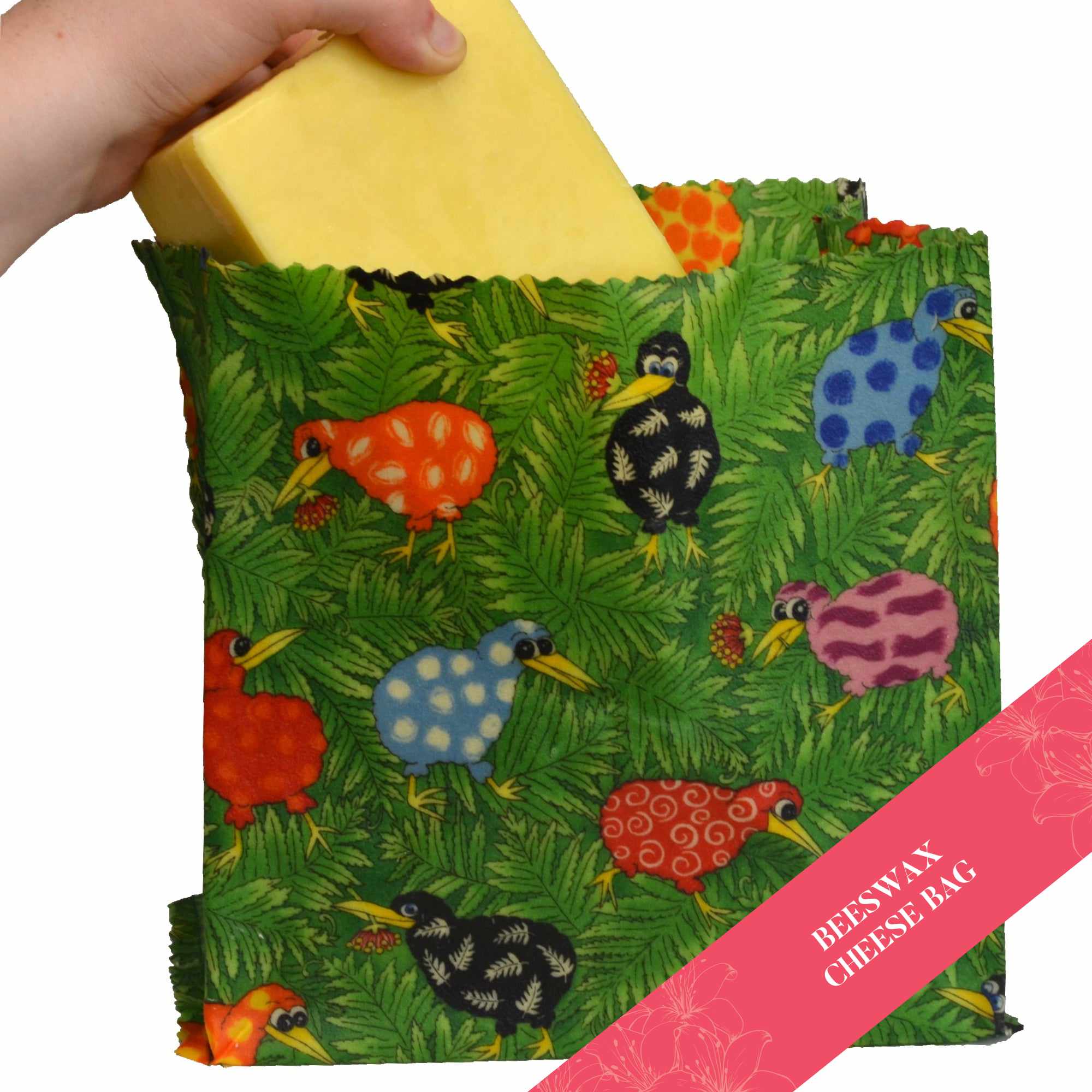 Organic Rainbow Kiwi Beeswax Food Wraps - Eco-Friendly Reusable Food Storage for Sandwiches, Fruits & Cheese - Sustainable Kitchen Essentials