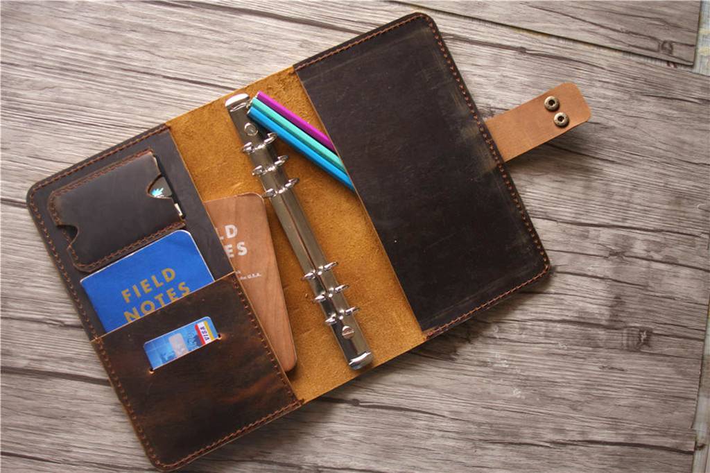 Premium B5 Refillable Brown Leather Binder Organizer - Classic Rustic Style for Office, School & Business Use