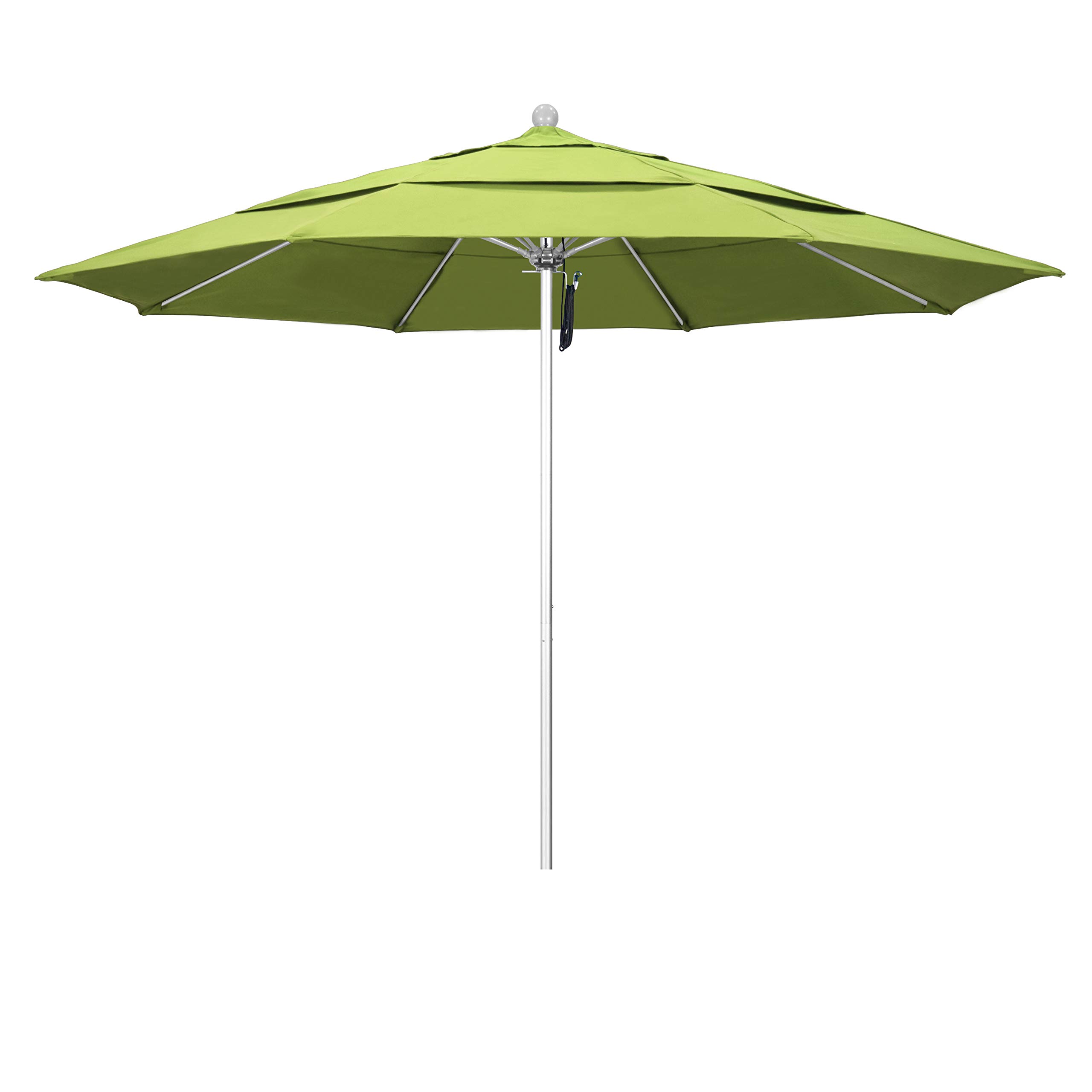 11' California Venture Patio Umbrella - Pulley Open, Silver for Outdoor Dining