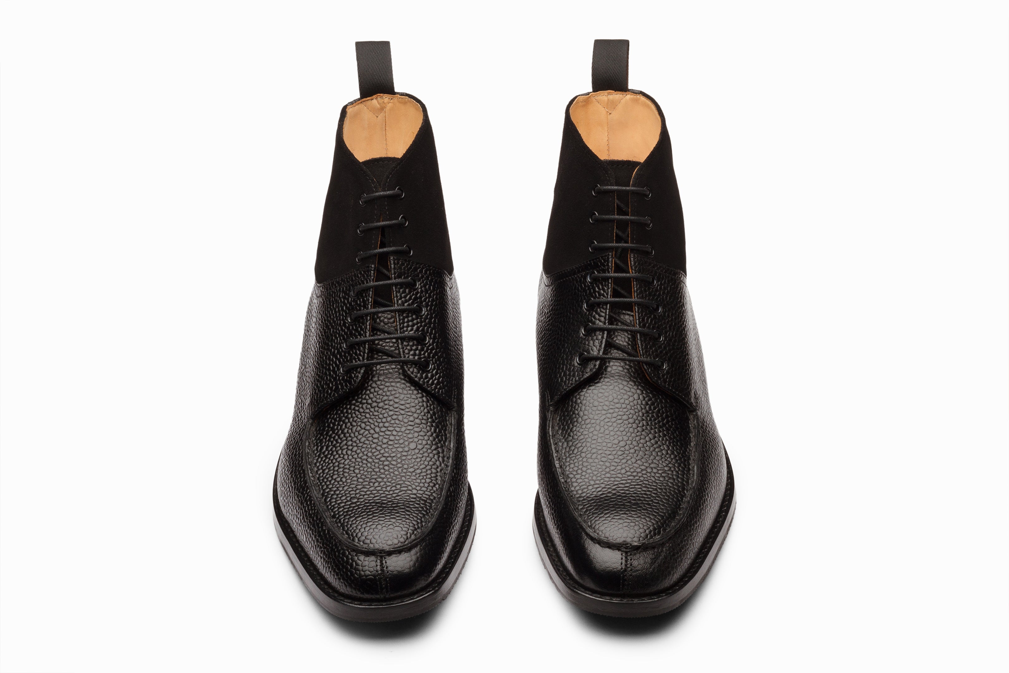 Premium Split Toe Derby Suede Combination Boots for Men - Stylish Black Leather & Suede Dress Shoes for Business Casual & Office Wear