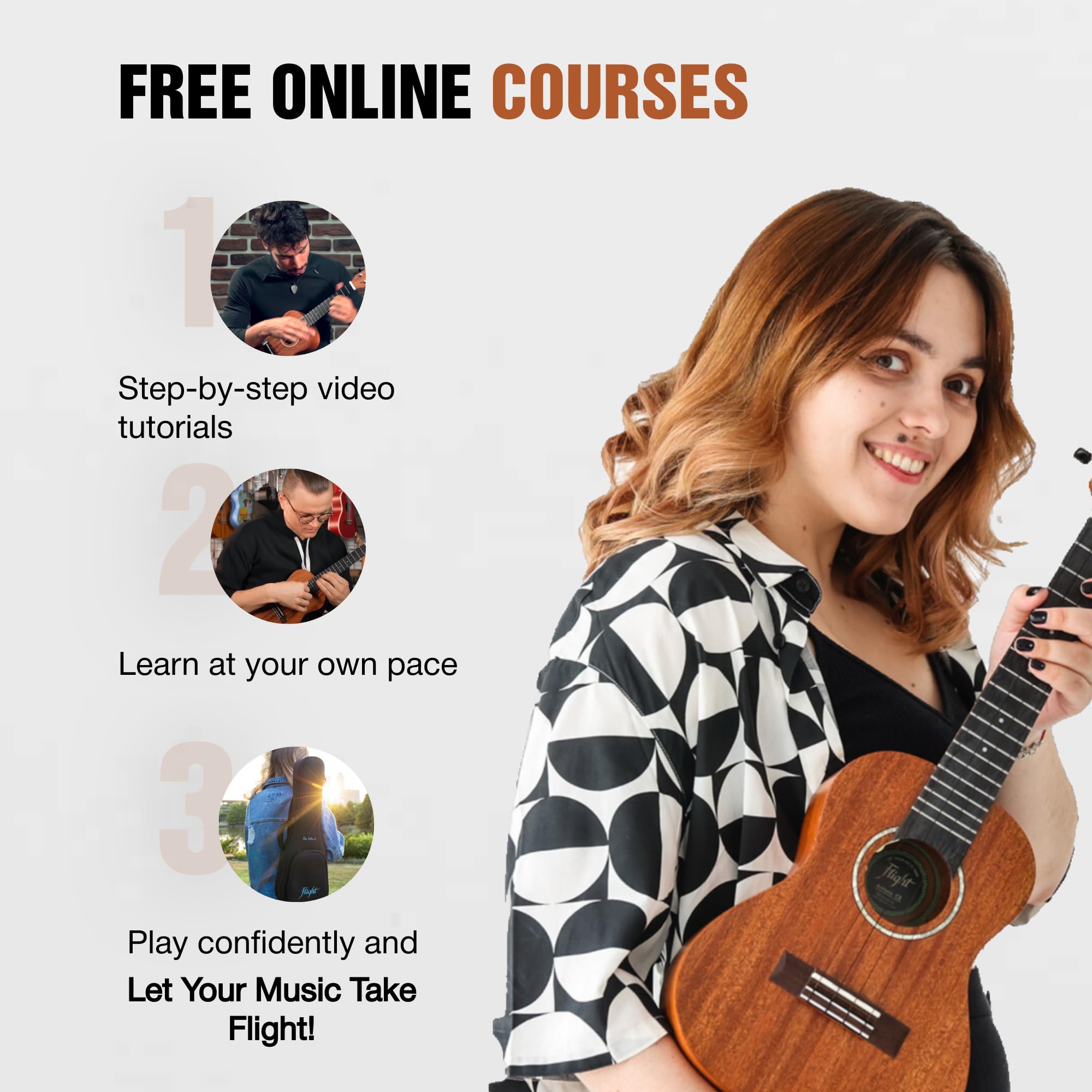 Flight Princess Series 4-String Concert Ukulele (Antonia C) - Perfect for Beginners, Travel & Beach Music - Ideal for Gifts, Performances & Music Lovers
