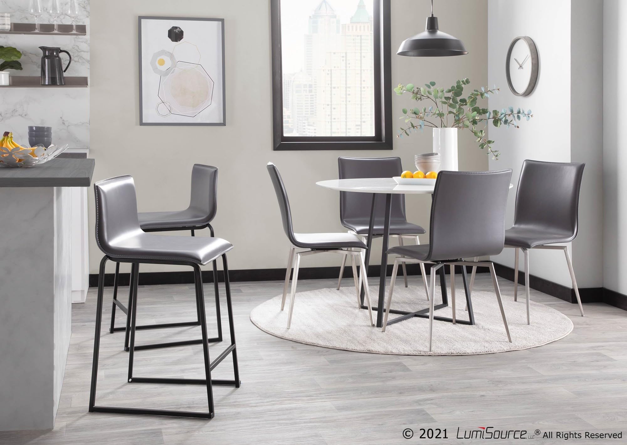 LumiSource Mason Upholstered Dining Chairs Set of 2 - Modern Kitchen Chairs with Comfortable Fabric Seat - Perfect for Dining Room, Breakfast Nook or Home Office