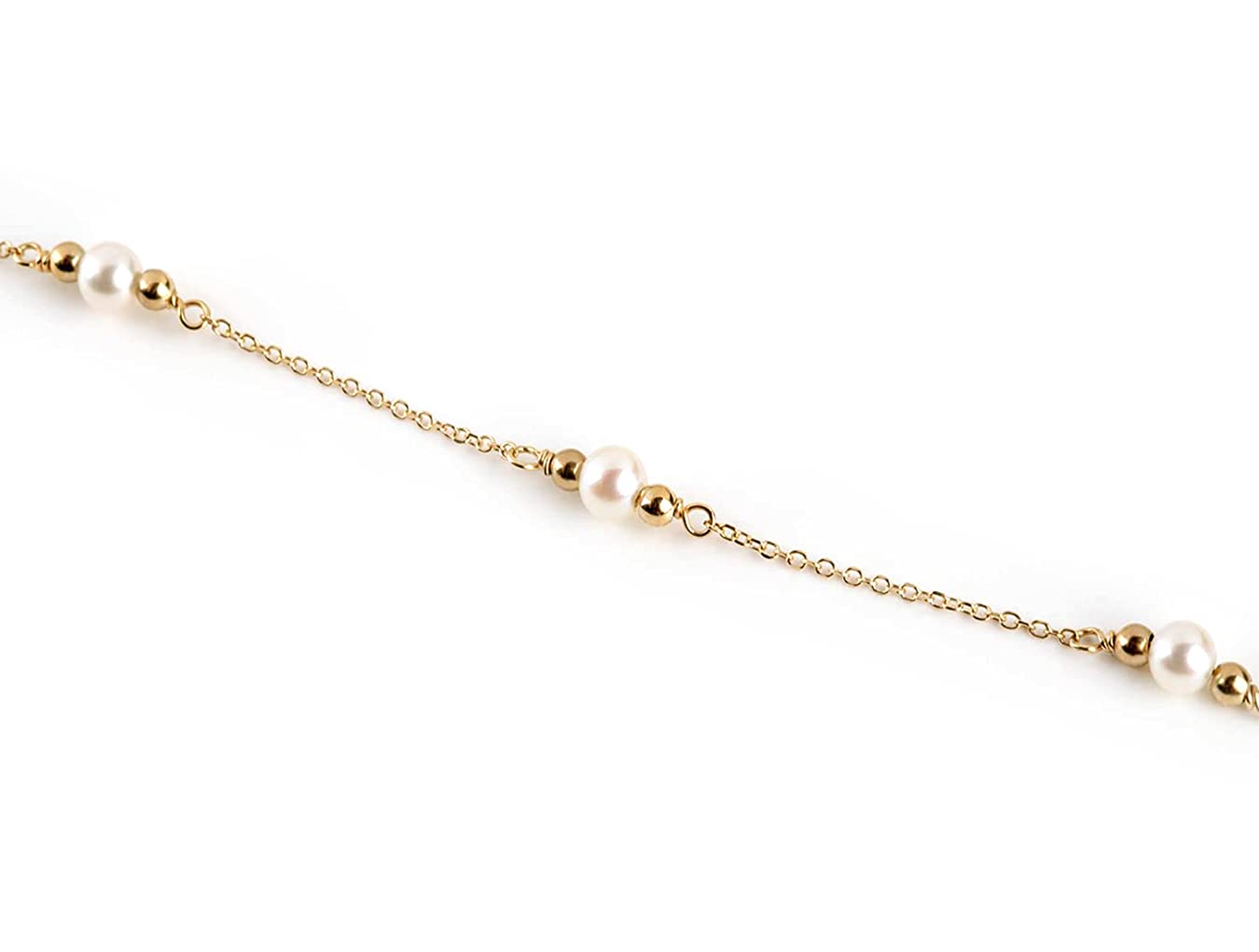 Elegant 9K 14K 18K Solid Gold Pearl Beaded Anklet for Women - Luxury Jewelry Box Gift, Duty-Free - Perfect for Beach Weddings, Summer Vacations & Special Occasions