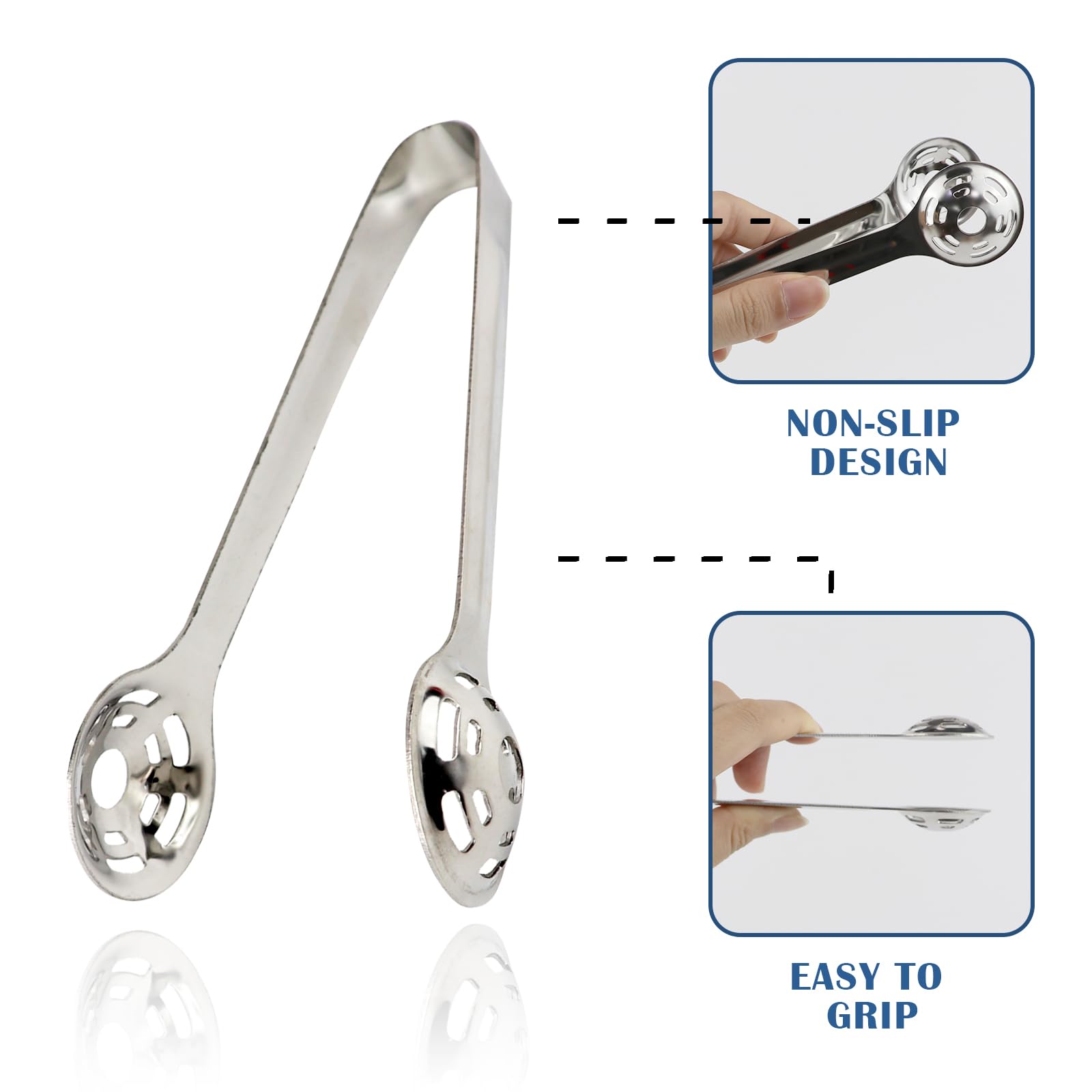 Stainless Steel Whiskey Ice Cube Tongs - Reusable Metal Ice Ball & Sphere Tongs for Chilling Beverages, Cocktails, and Iced Tea - Perfect for Home Bars, Parties, and Gift Giving