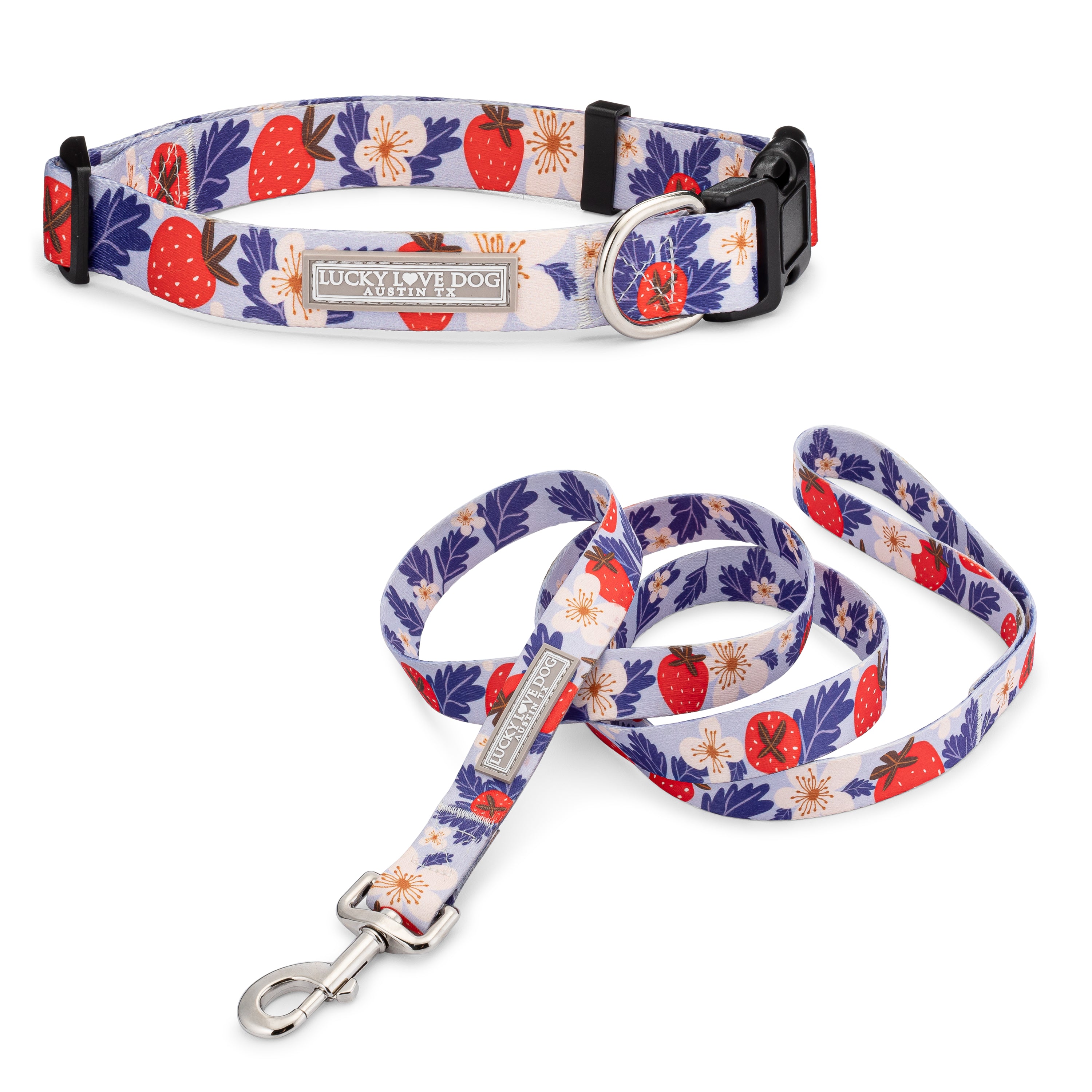 Sweet Berry Dog Collar - Adjustable Pet Collar for Small Medium Dogs, Soft Nylon with D-Ring, Cute Floral Pattern (Ideal for Walks, Training & Grooming)