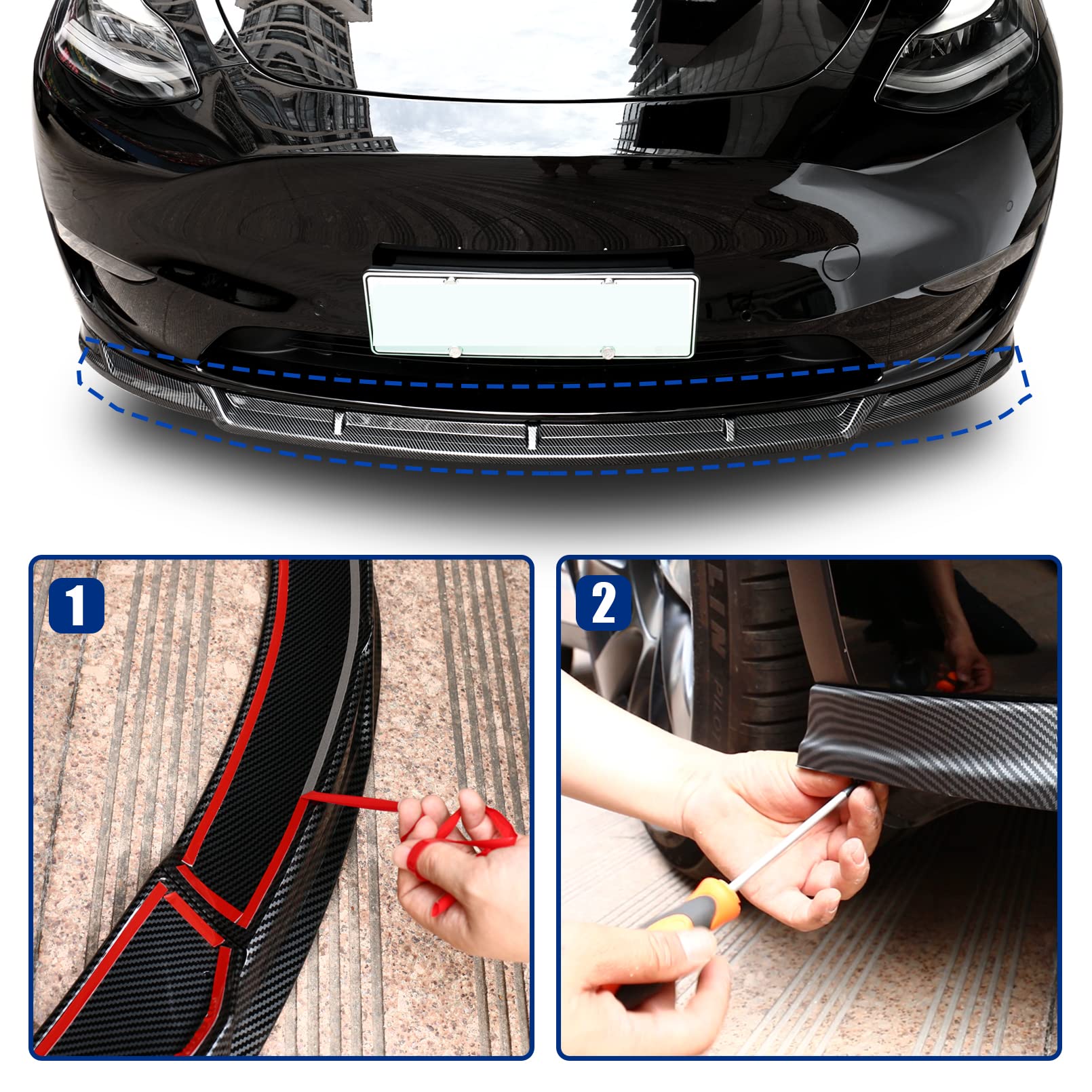 2020-2022 Tesla Model Y Exterior Body Kit - Carbon Fiber Spoiler, Mud Guards & Trim Stickers | Glossy Finish Upgrade Accessories for Enhanced Style & Protection | Perfect for Car Enthusiasts & Customization