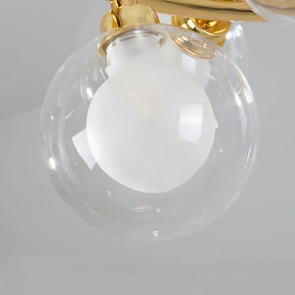 Luxury Gold Glass Ball Chandelier Ring - Elegant Ceiling Light Fixture for Dining Room, Bedroom, and Living Room Decor