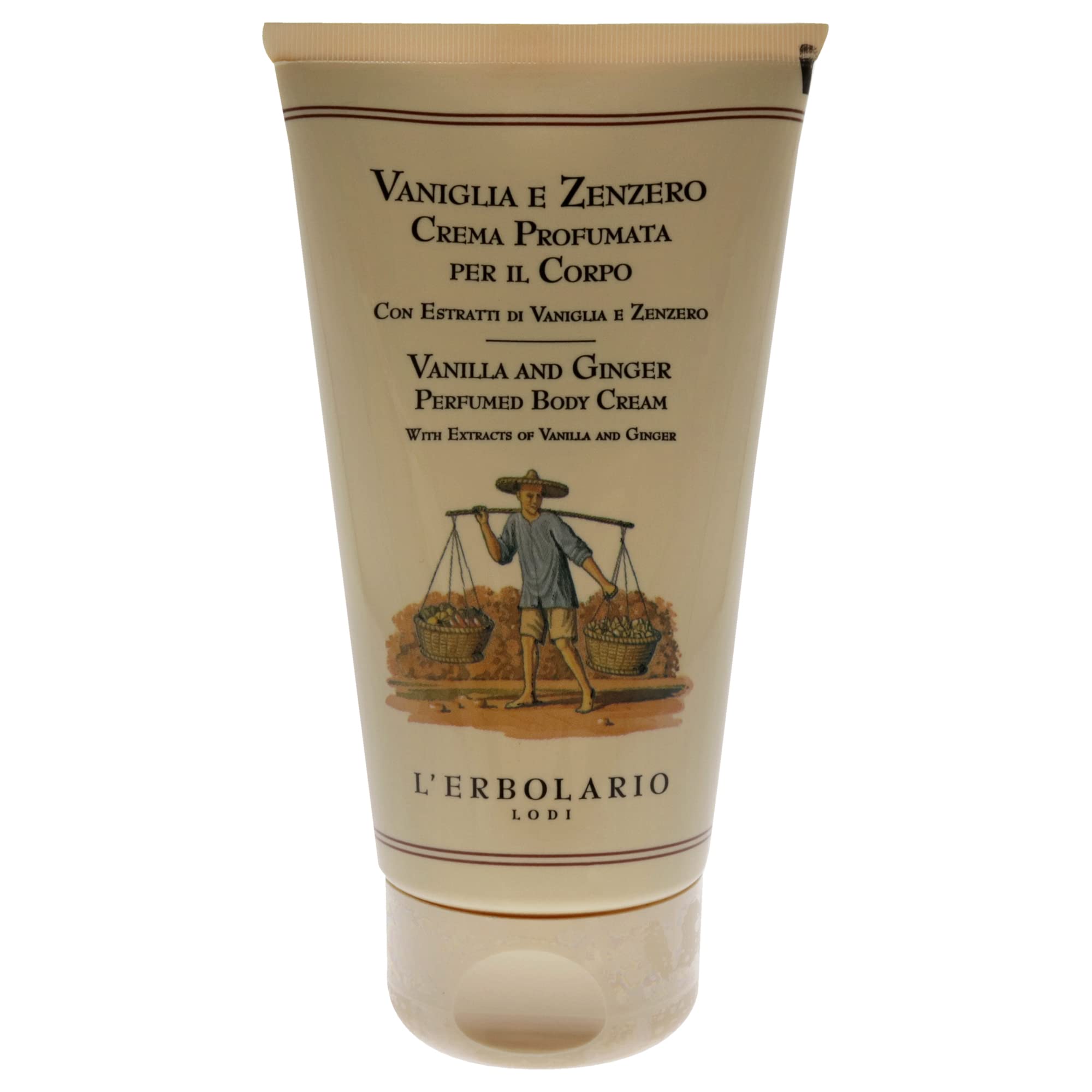 LErbolario Vanilla & Ginger Scented Body Cream - 5.07 oz Unisex Moisturizing Lotion for Dry Skin | Perfect for Daily Hydration & Relaxing Massage