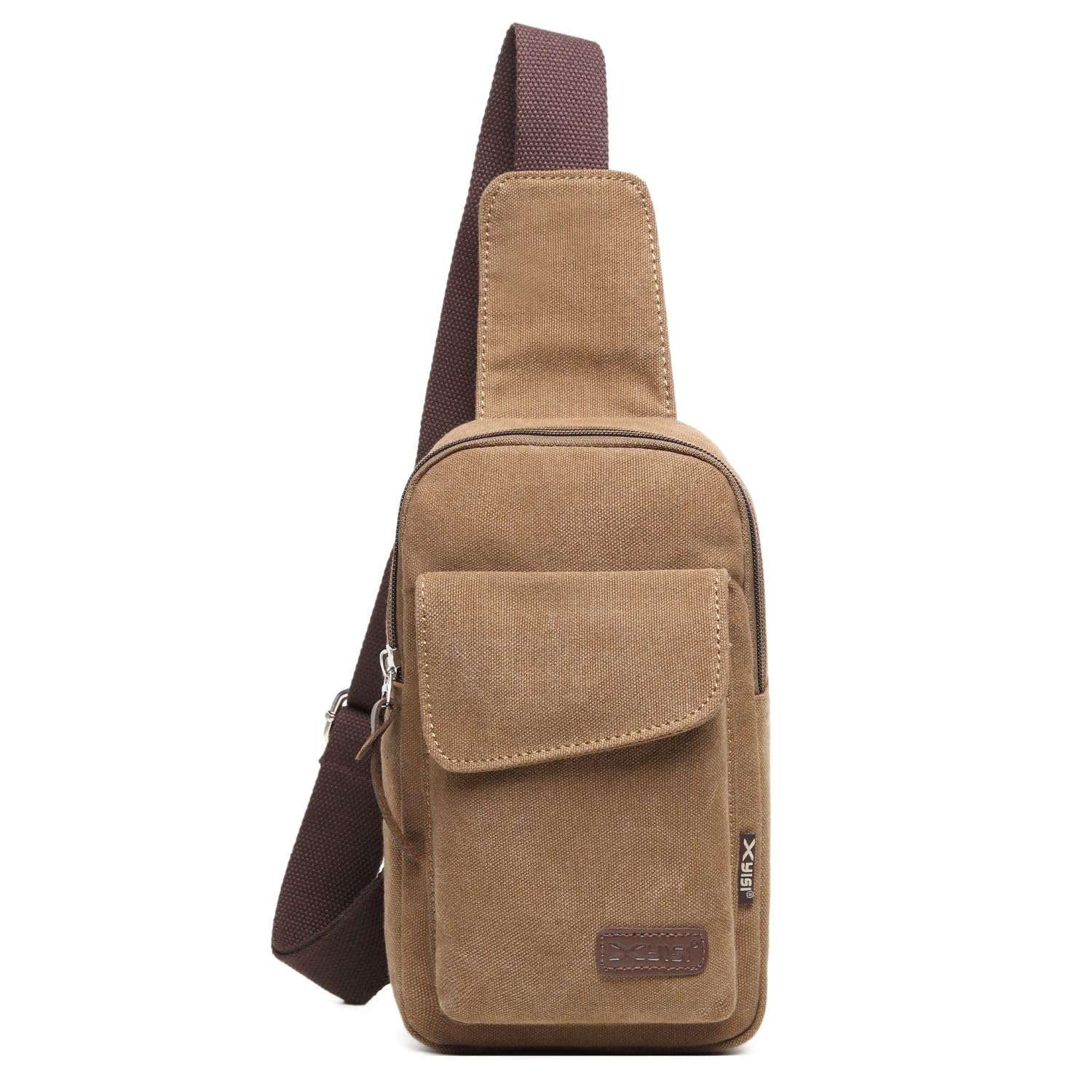 Wxnow Canvas Sling Bag Crossbody Backpack for Women & Men - Lightweight Chest Shoulder Bag for Travel, Hiking & Daily Use