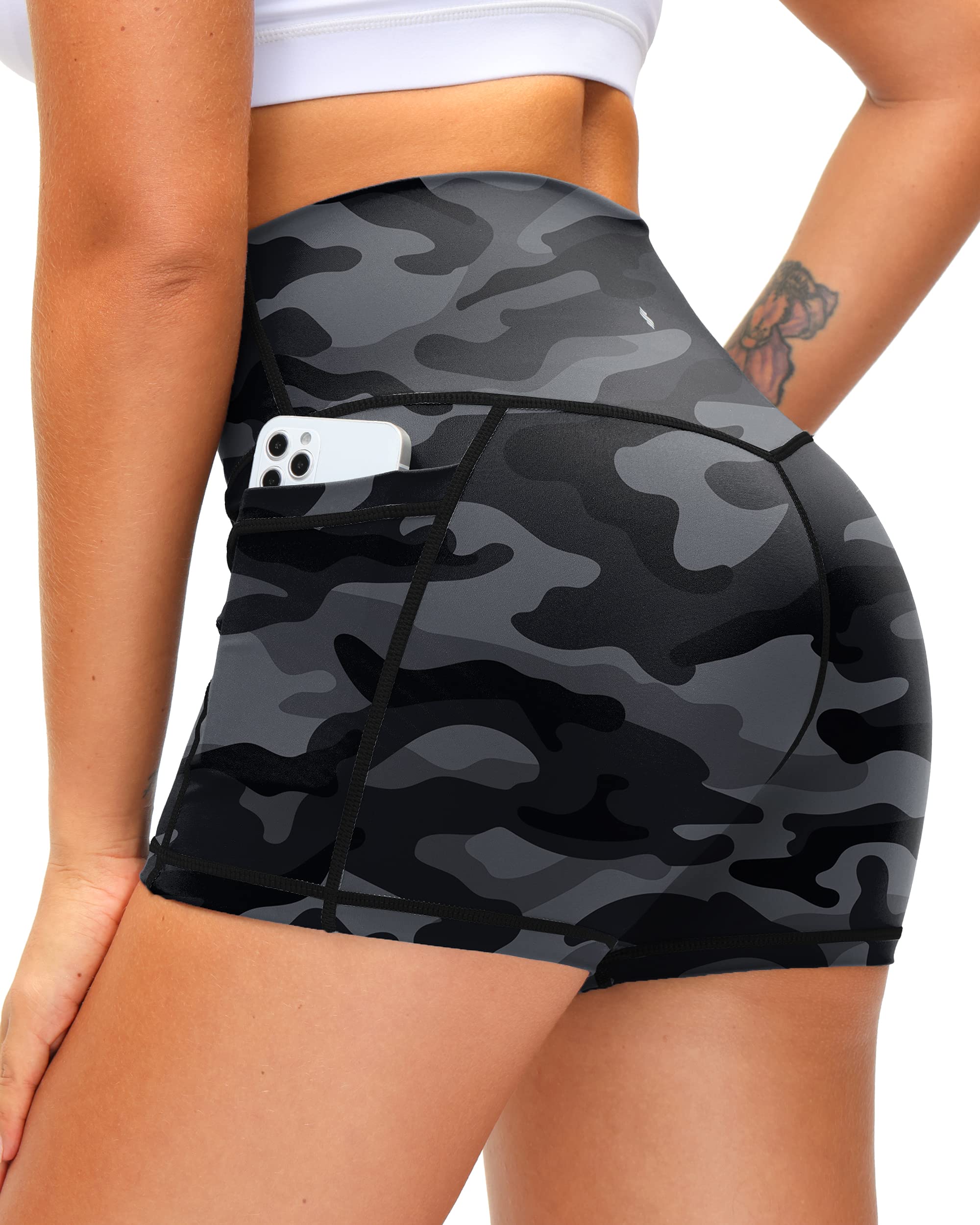 High Waist Yoga Shorts for Women with Side Pockets - 8