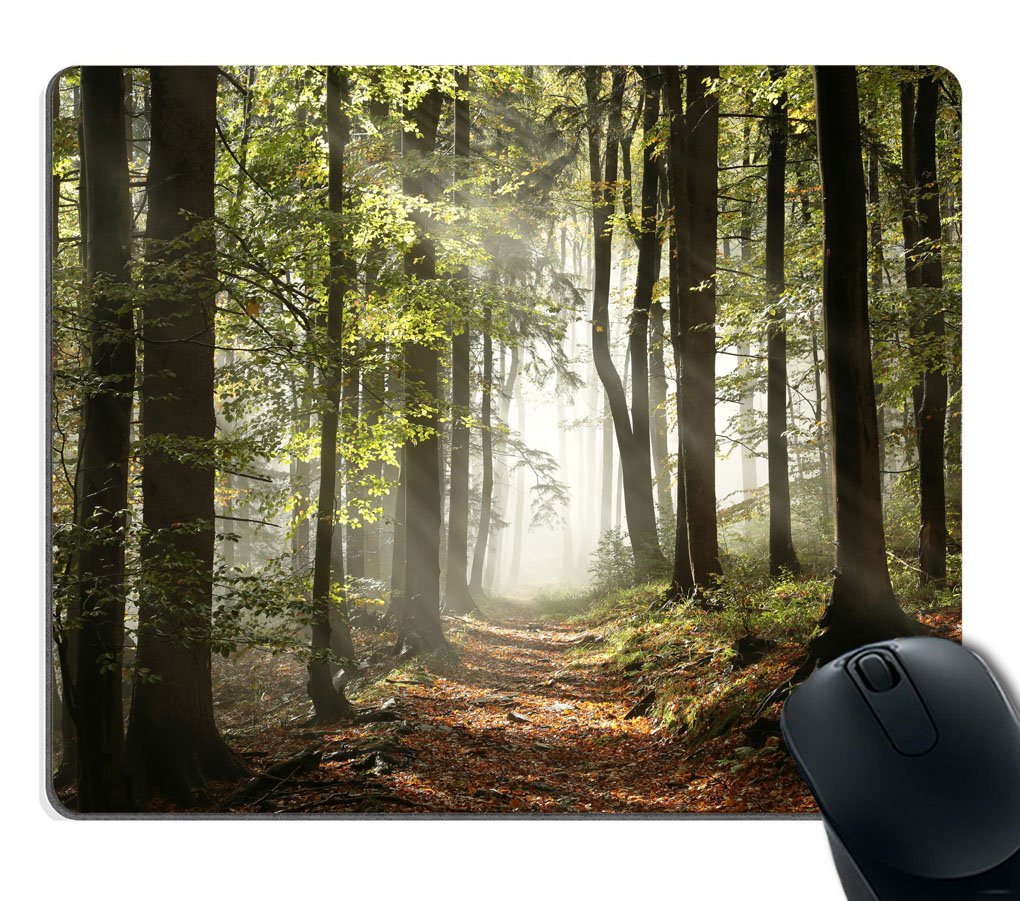 Custom Smooffly Gaming Mouse Pad - Large Non-Slip Thick Rubber Mat with Autumnal Mountain Pathway & Misty Wilderness Scene Design | Perfect for PC Gaming, Office Work & Computer Setup