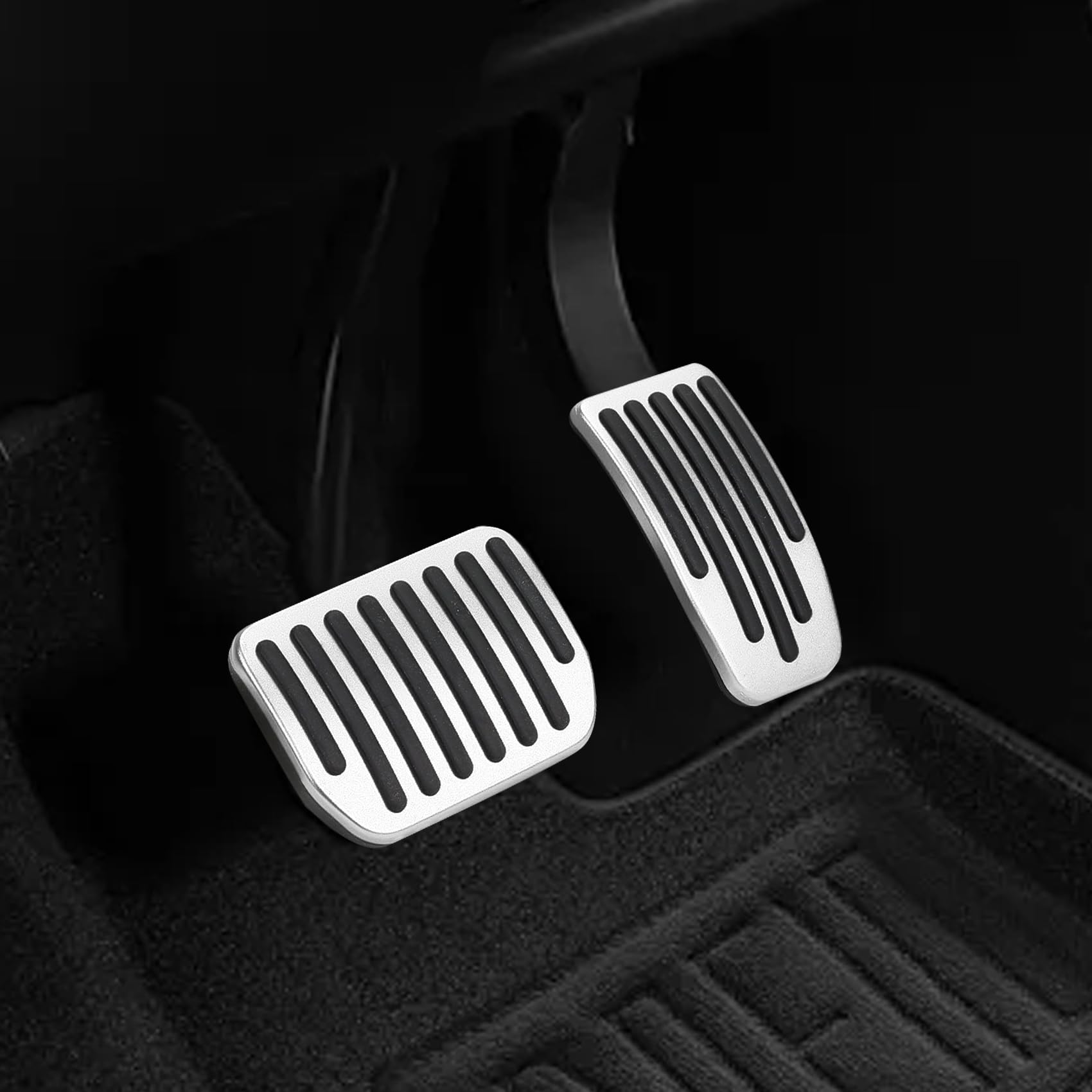 Non-Slip Aluminum Car Pedal Covers for Tesla Model 3/Y - Silver | Auto Performance Accessories