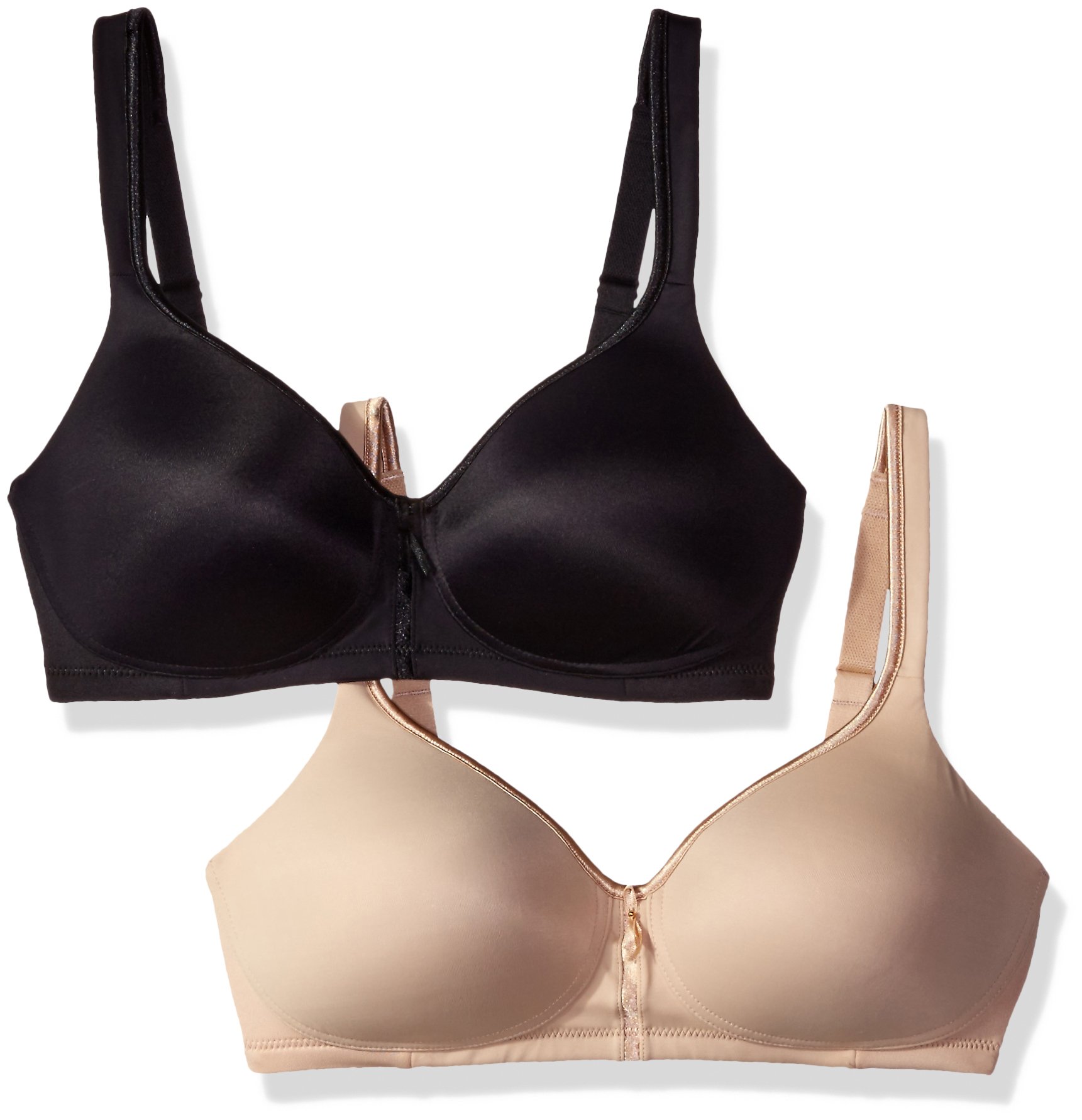 Vanity Fair Women's 2 Pack Body Caress Full Coverage Wirefree Bra 72322 - Comfortable Wireless Support for Everyday Wear & Lounge