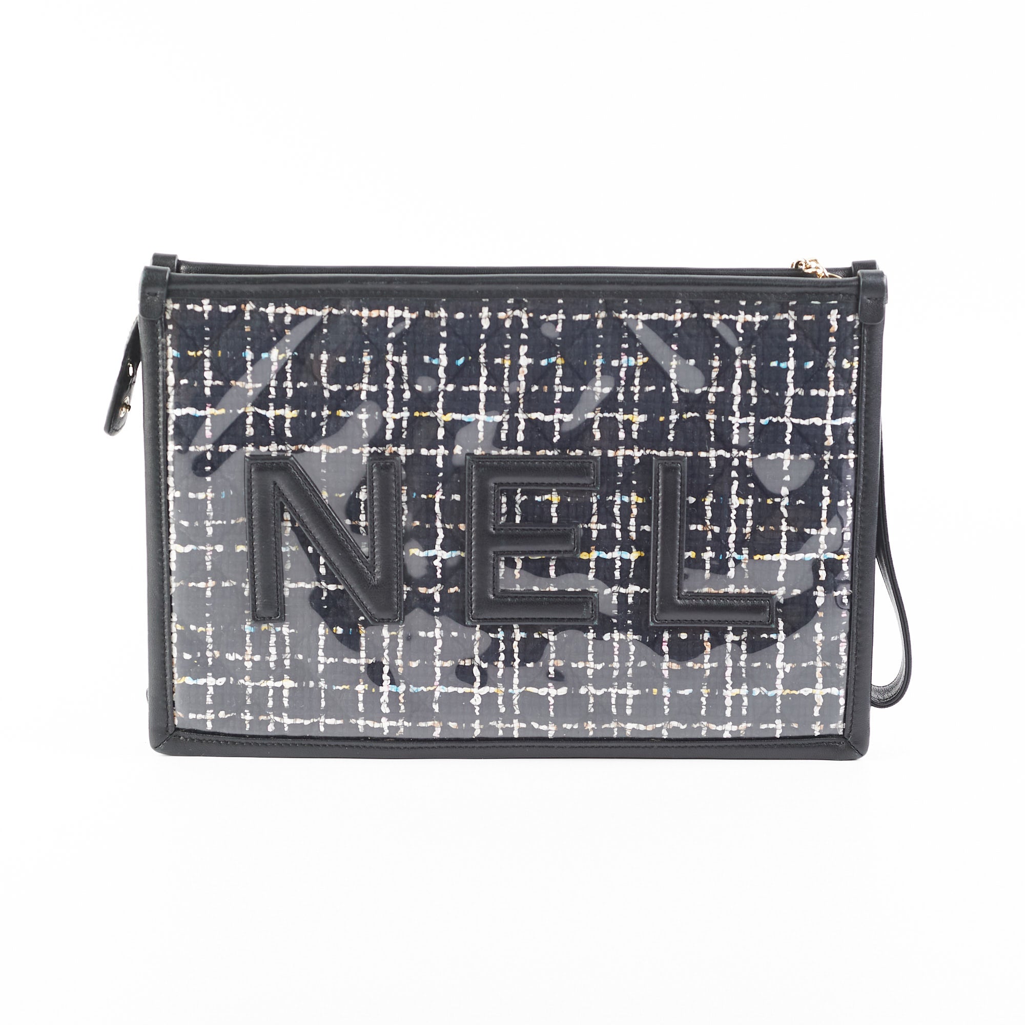 Chanel PVC Black Tweed Clutch Bag for Women | Luxury Designer Handbag for Evening Parties, Weddings & Special Occasions